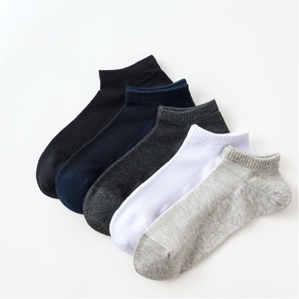 Breathable Cotton Men's Boat Socks - Mesh Summer Socks for Men in Solid Colors (5 Pairs) | Perfect for Casual Wear, Boating & Outdoor Activities