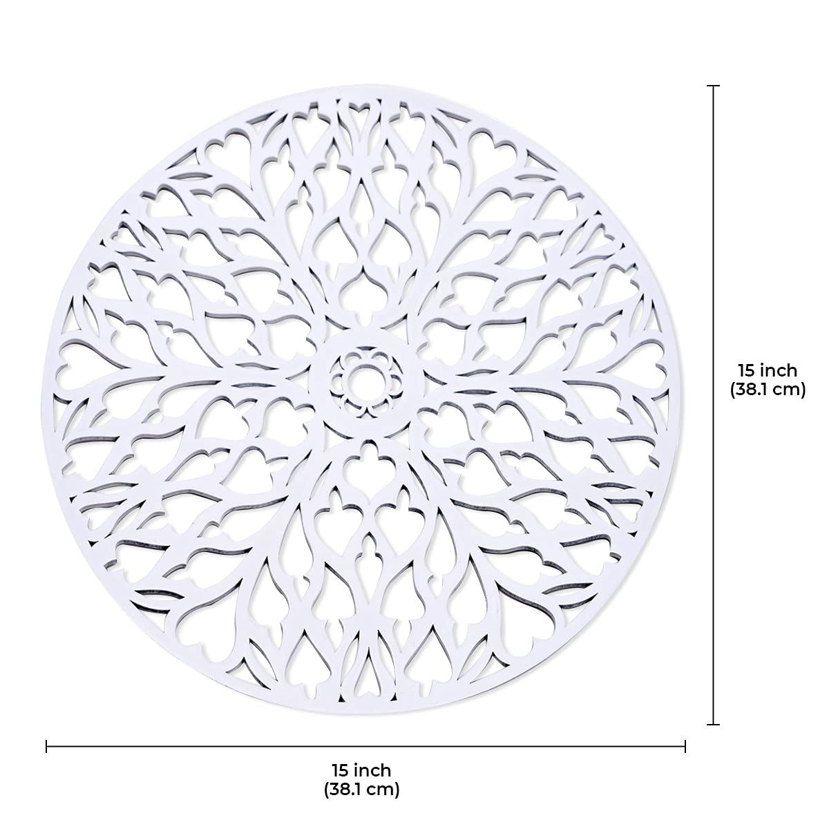 Decozen Wooden Placemats Set of 4 - Hand Carved Trivet for Kitchen, Dining & Coffee Table - Heat & Scratch Resistant - Elegant White Table Decor for Indoor/Outdoor Use - Perfect for Dinner Parties, BBQs & Holiday Gatherings