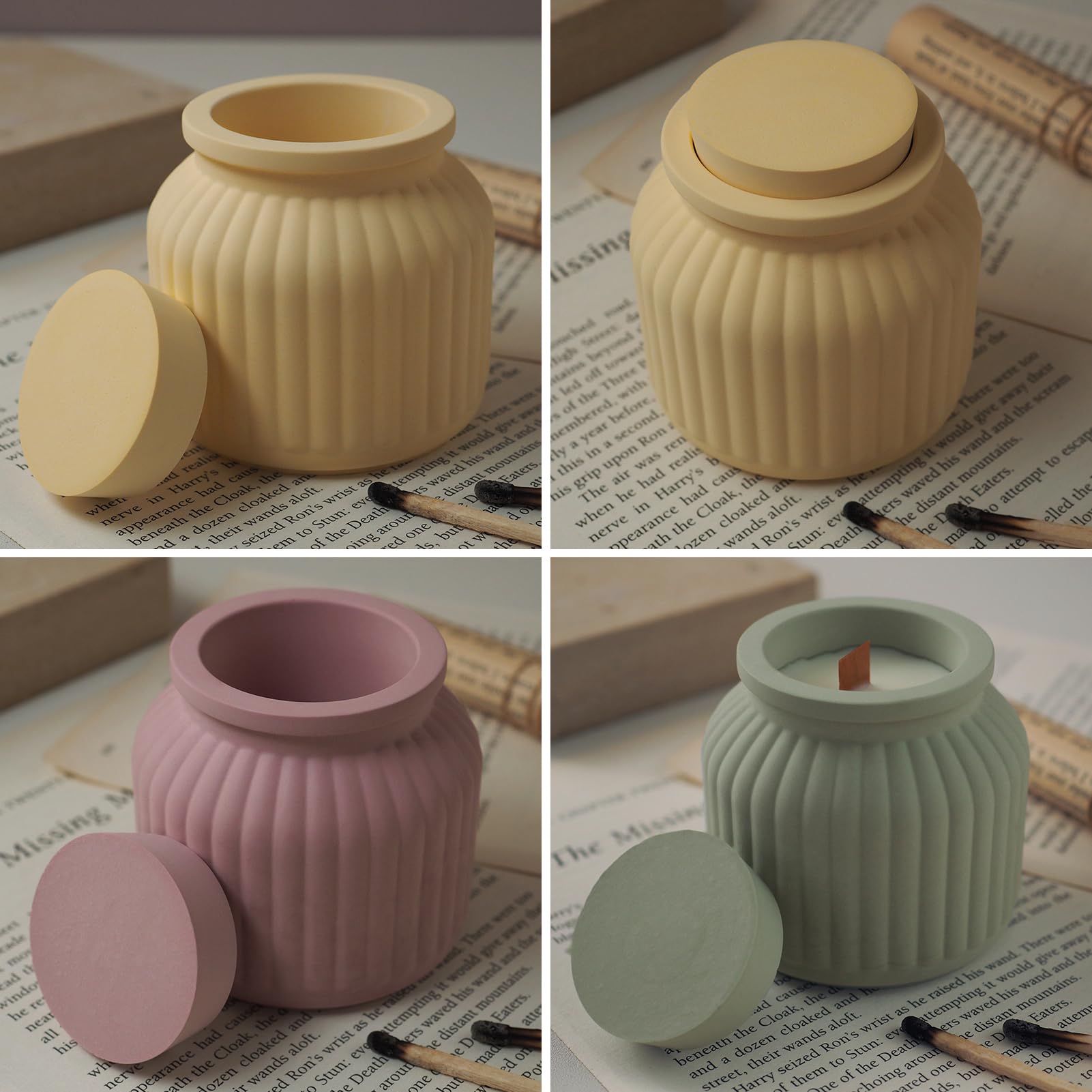 2 Sizes Silicone Candle Jar Molds with Lids - Concrete & Epoxy Resin Casting Molds for DIY Candle Making, Scented Candles & Home Decor (Style B) - Perfect for Wedding Centerpieces, Bathroom Decor & Gift Making