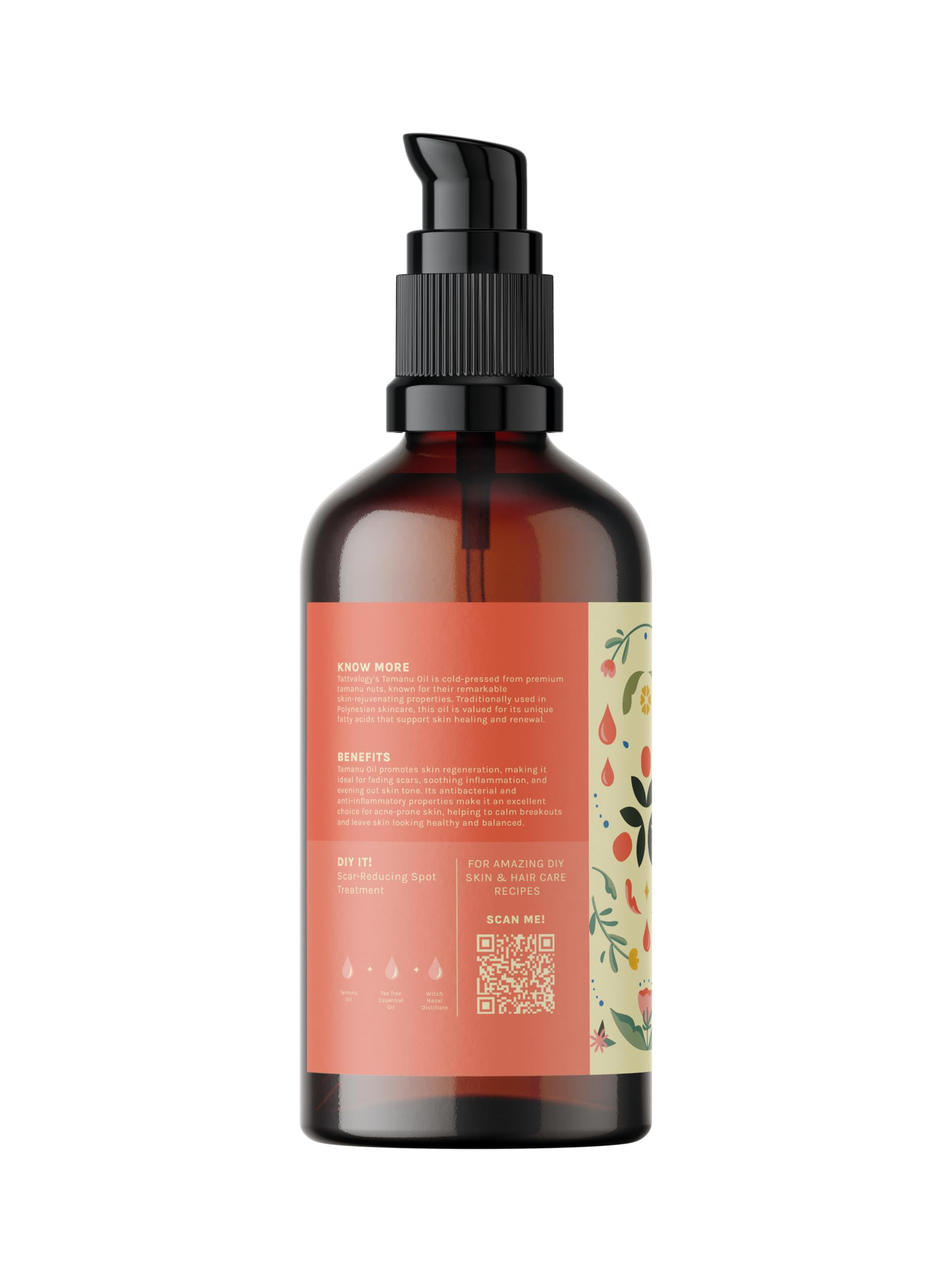 Pure Tamanu Oil (Calophyllum Inophyllum) - 100% Natural Cold Pressed Moisturizer for Face, Body & Hair - Soothing & Healing Skin Care Treatment in Glass Bottle (50ml) - Perfect for Dry Skin, Acne Scars & Hair Growth