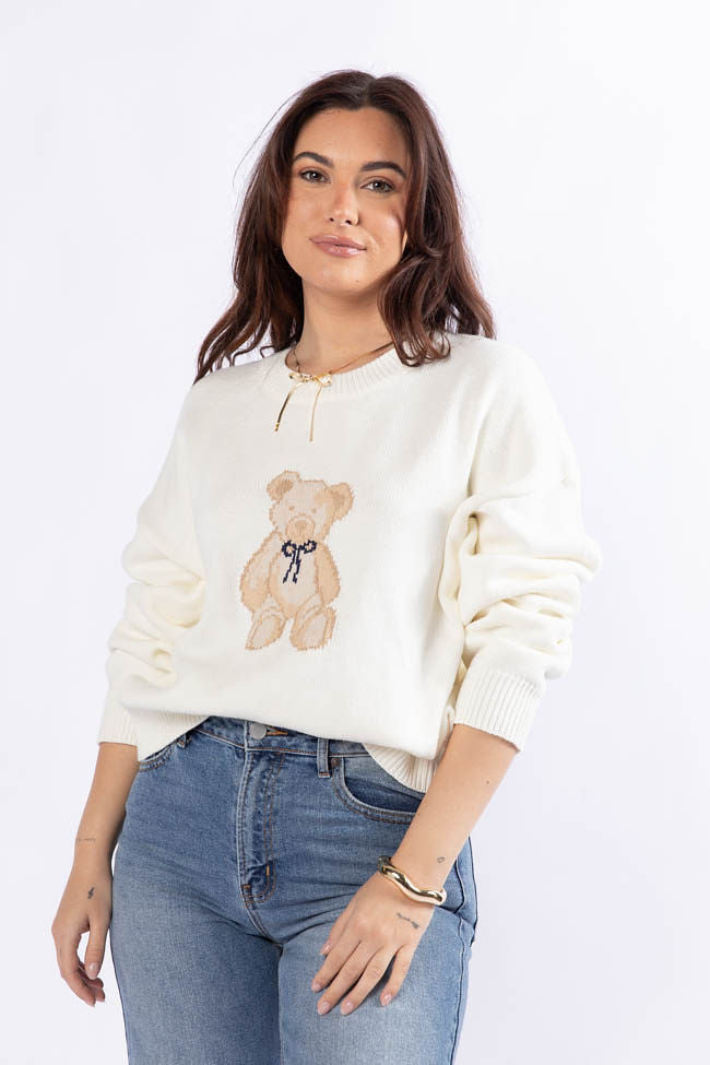 Too Much To Bear Ivory Sweater - Cozy Oversized Knit Pullover for Women | Perfect for Fall & Winter Layering, Casual Outfits, and Coffee Dates