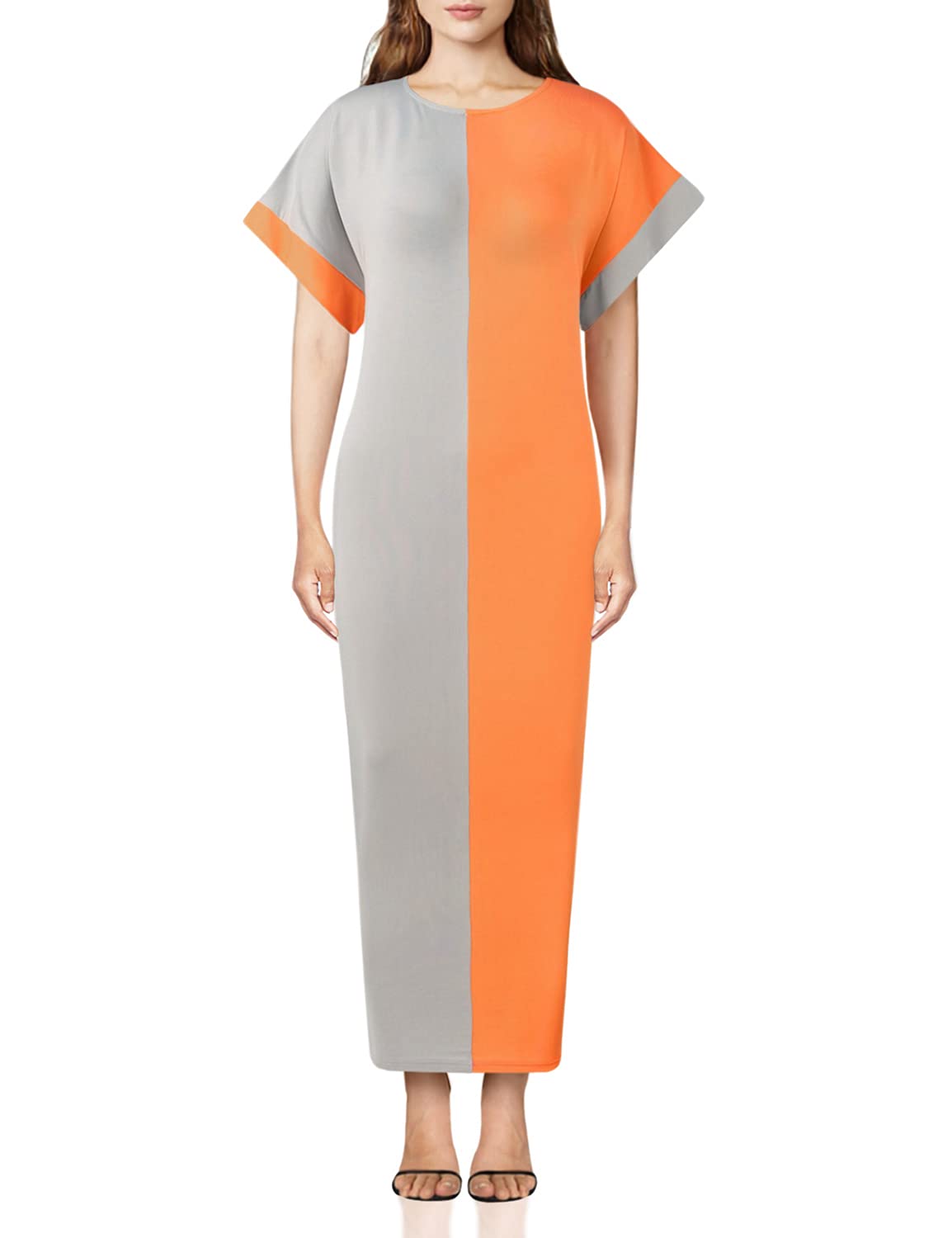 DUYOHC Women's Summer Boho Short Sleeve Maxi Dresses with Pockets - Flowy Beach Dress for Vacation, Party & Casual Wear