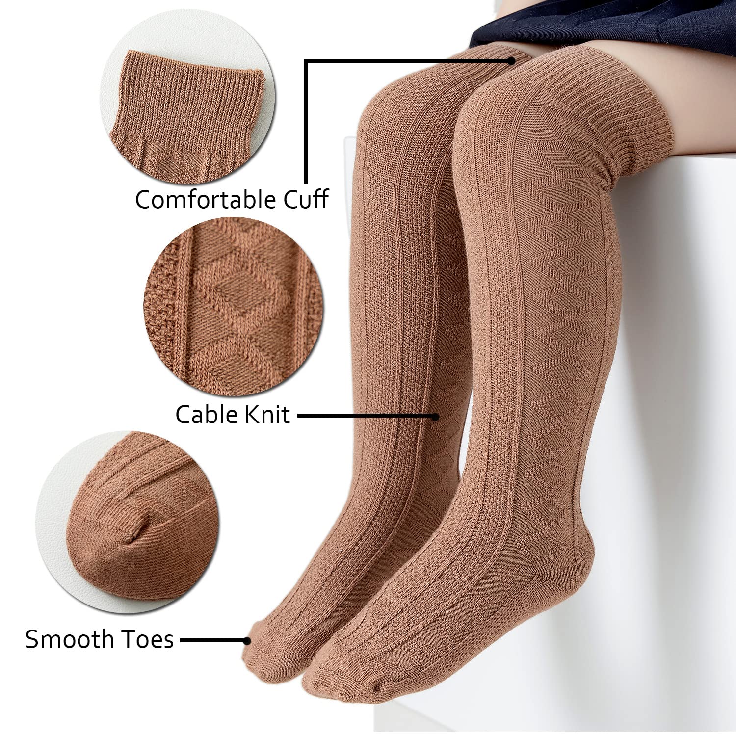 EPEIUS Baby Girls & Boys Knee High Socks - 3/5 Pack Uniform Tube Socks with Ruffles for Infants & Toddlers - Perfect for School, Dance, Dress Up & Special Occasions