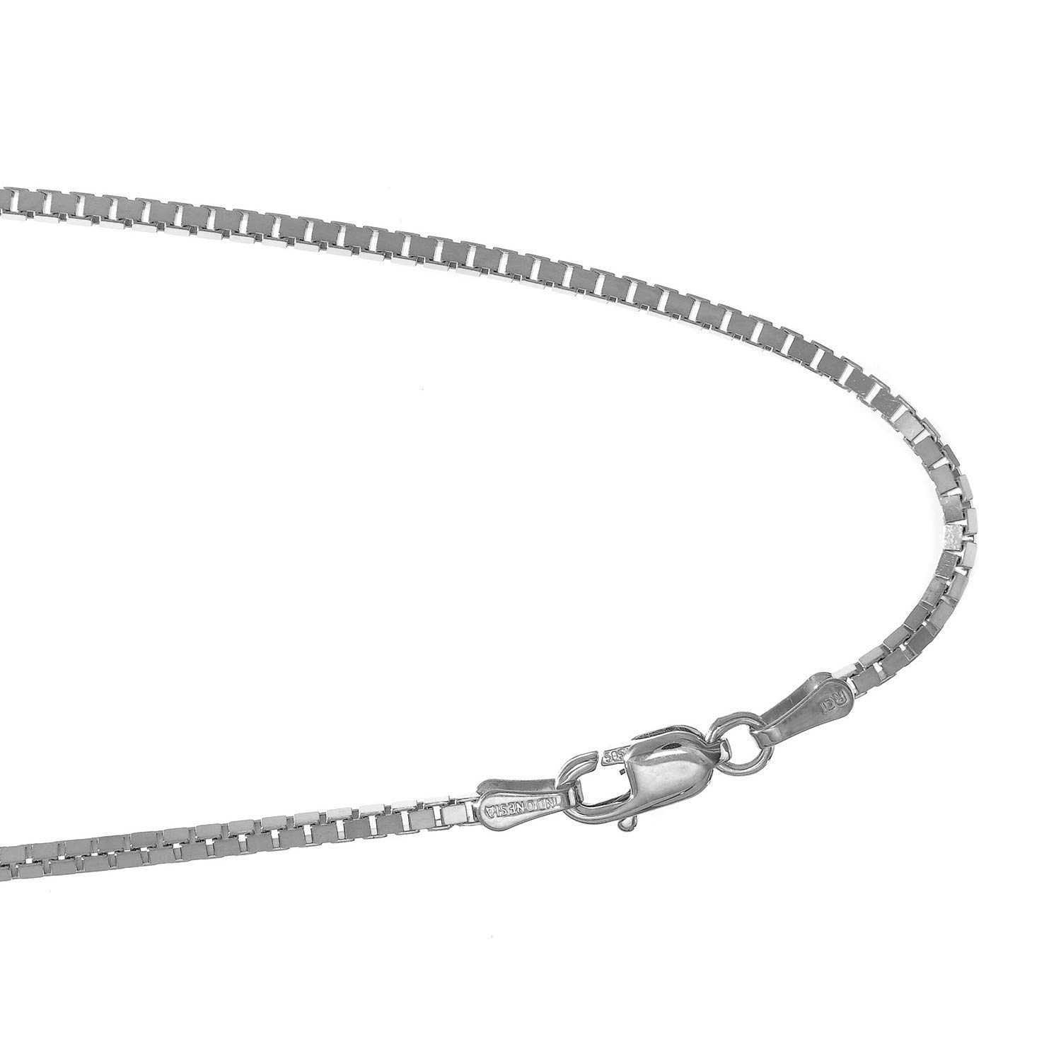 925 Sterling Silver Rhodium Plated 1.8mm Box Chain Necklace with Lobster Claw Clasp - Elegant Jewelry for Women, Gift for Her, Perfect for Everyday Wear, Special Occasions & Layering