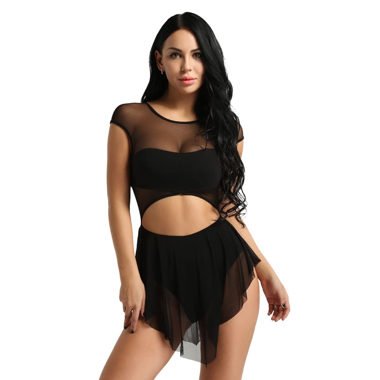 Women's Lyrical Ballet Leotard - Contemporary Dance Costume with Mesh Design for Latin & Modern Dance - Perfect for Dance Classes, Performances and Recitals