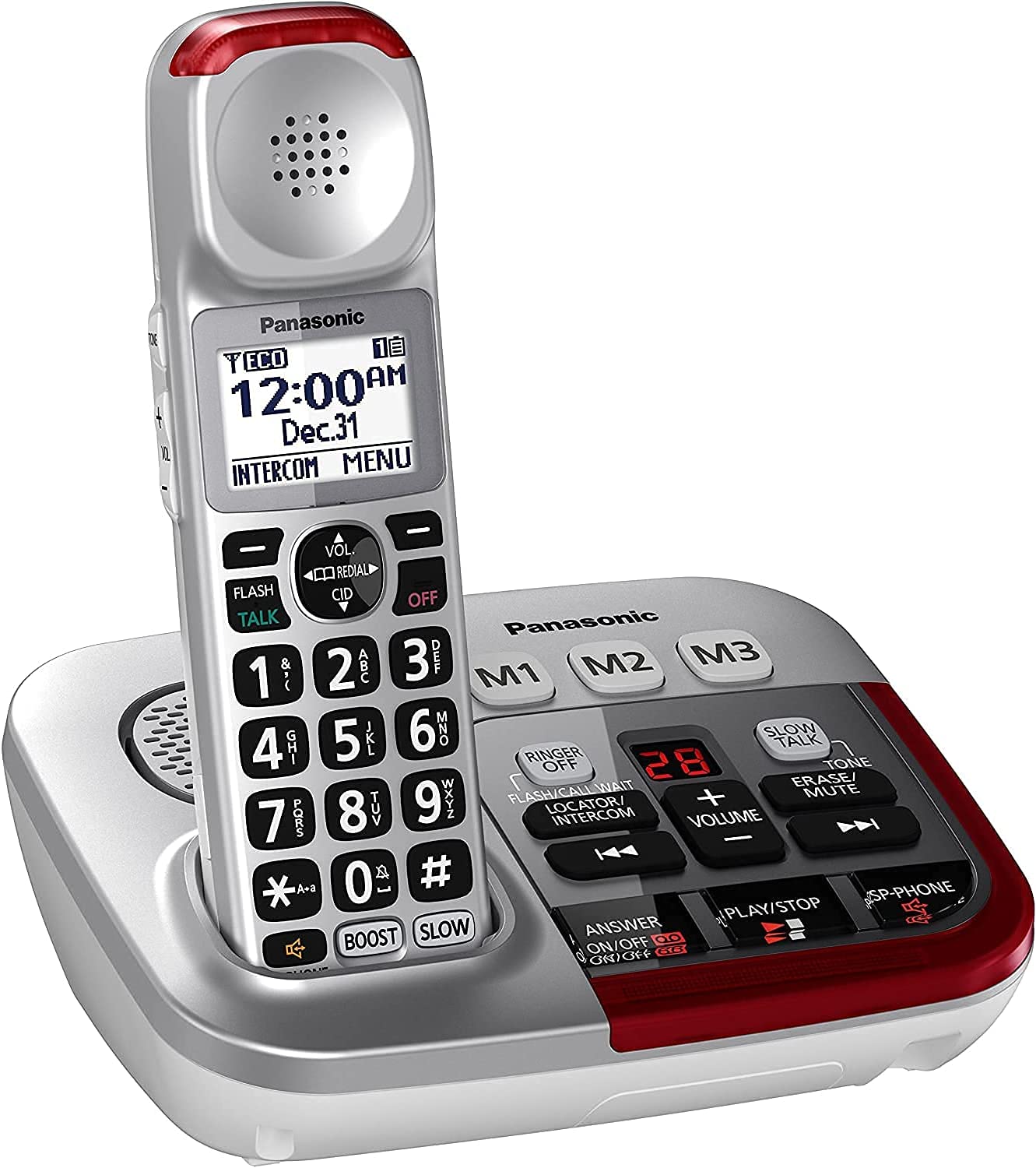 Panasonic KX-TGM450S Cordless Phone with (1) KX-TGMA45S Handset - 50dB Volume Booster, Slow Talk Control, Noise Reduction, Caller ID - Ideal for Seniors & Hearing Impaired - Perfect for Home & Office Use