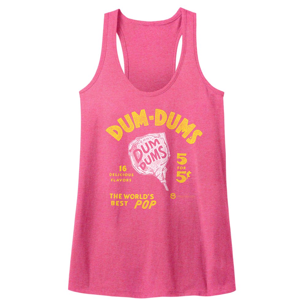 Dum Dums Sugar Candy Lollipop 5 for 5 Cents - Vintage-Inspired Women's Tank Top - Soft Cotton Tee for Casual Wear, Summer Outfits & Candy-Themed Parties