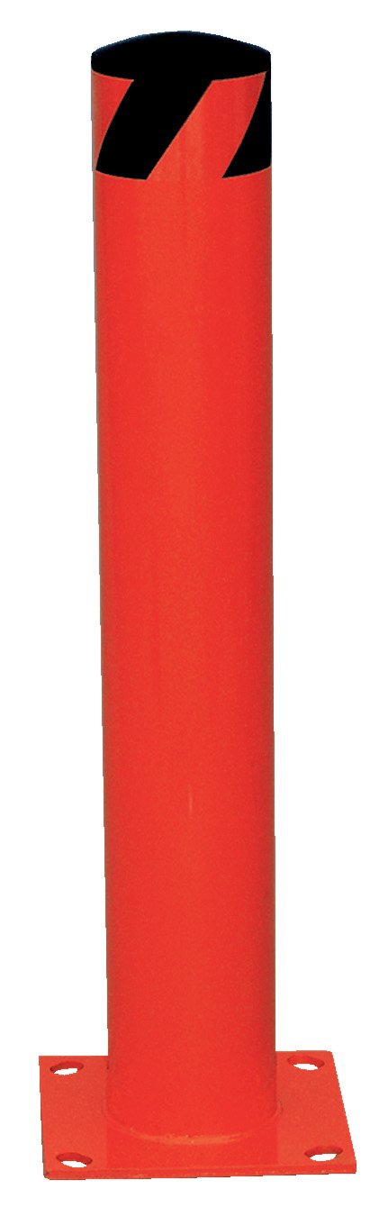 Vestil BOL-36-5.5-RED Steel Pipe Safety Bollard 36 Inch x 5.5 Inch Red - Heavy Duty Parking Lot & Warehouse Protection Barrier for Vehicles & Pedestrian Safety