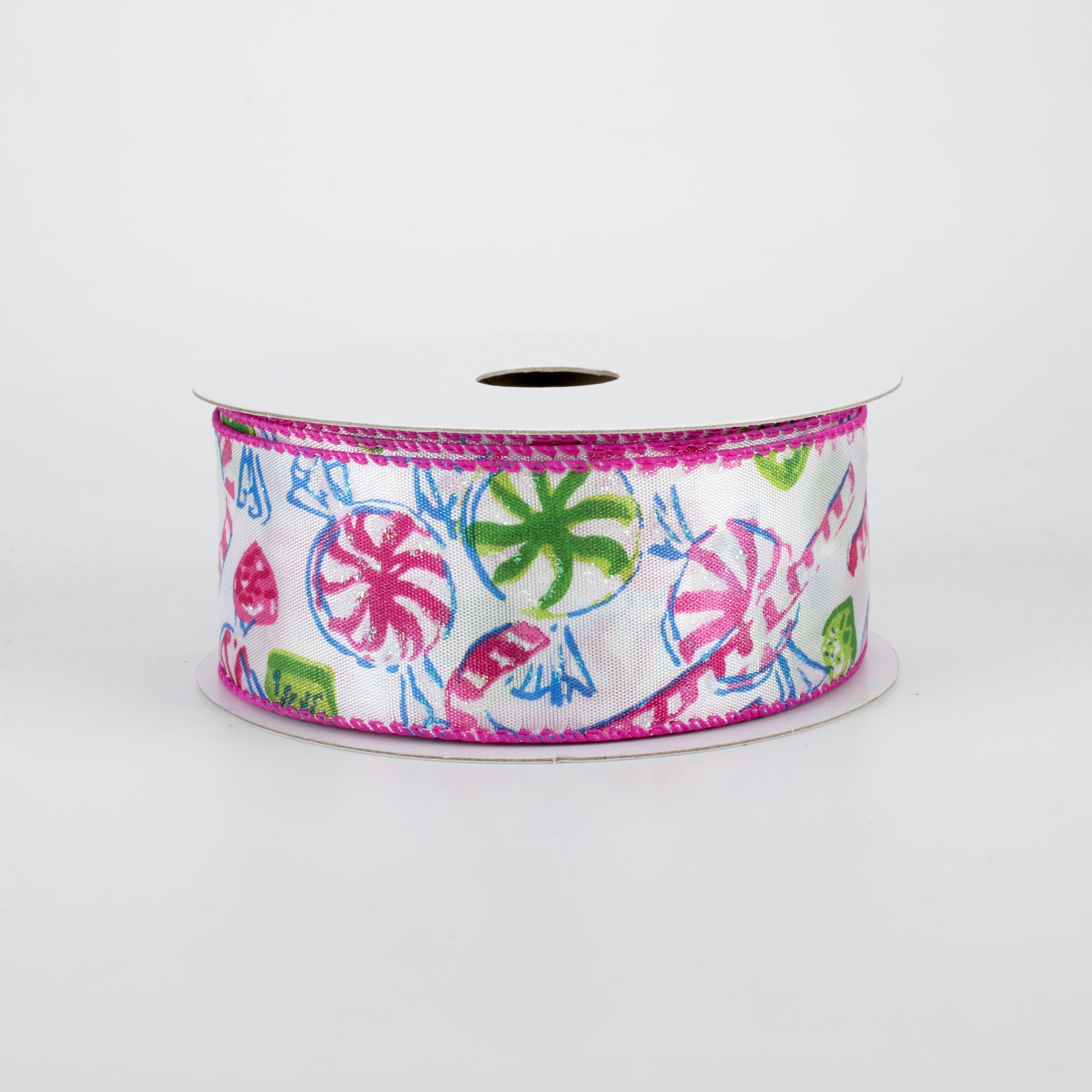 1.5 Inch Christmas Candy Ribbon - Pink and Green Decorative Ribbon (10 Yards) for Gift Wrapping, Tree Decorations and Holiday Crafts