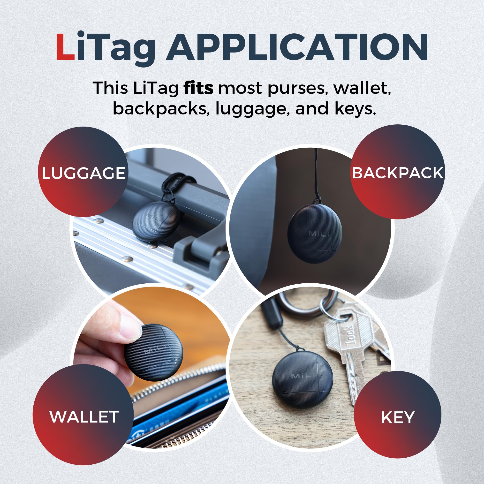 MiLi 2 Pack Bluetooth Luggage Tracker & Key Finder - Waterproof Item Locator Compatible with Apple Find My | Anti-Loss Tracking Device with Braided Lanyard for Keys, Wallets, Suitcases, Backpacks & Travel Bags | Perfect for Travel, Office & Daily Use