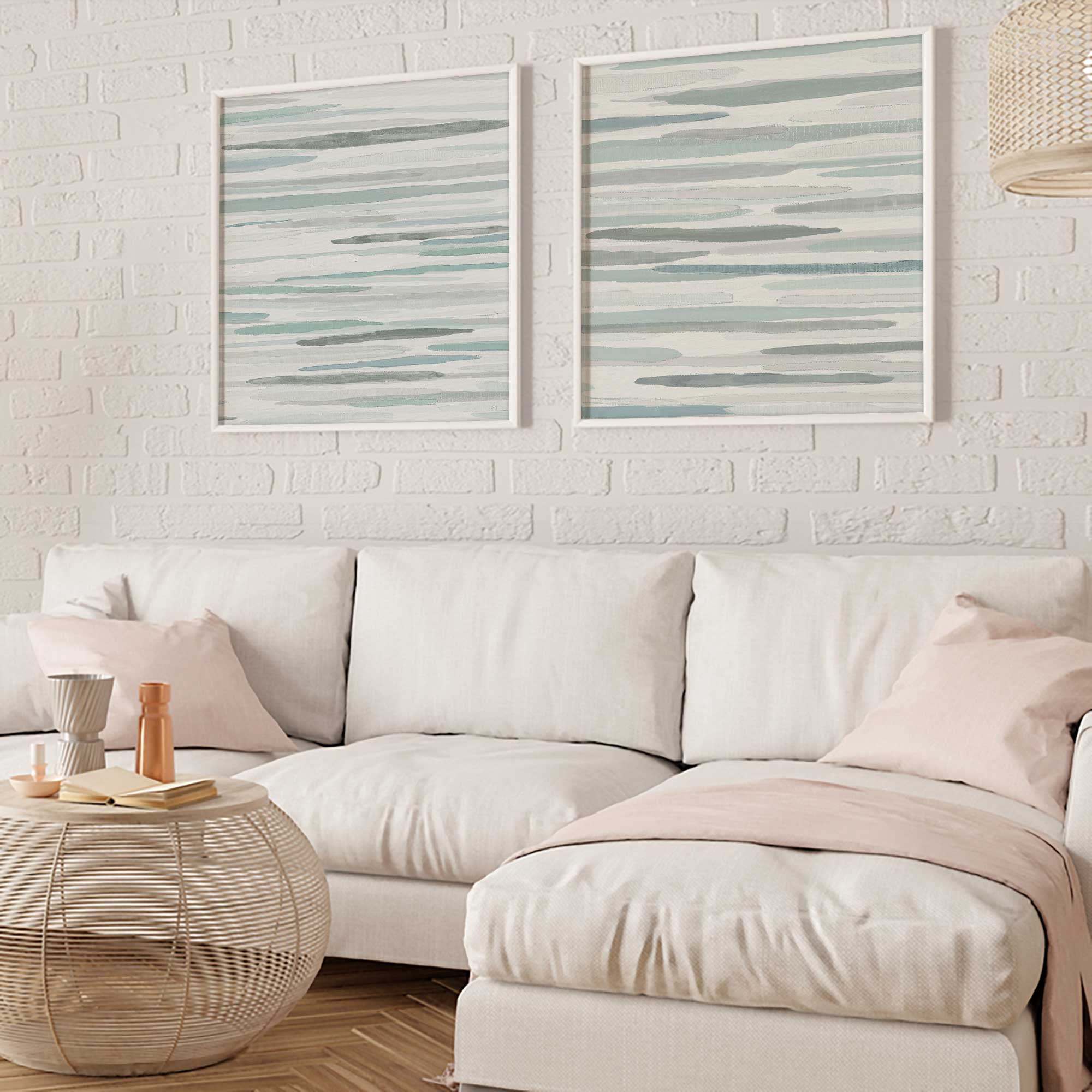 Cresting Calm Set of 2 Wall Art Prints on Archival Matte Paper - Coastal Beach Decor for Living Room, Bedroom & Office