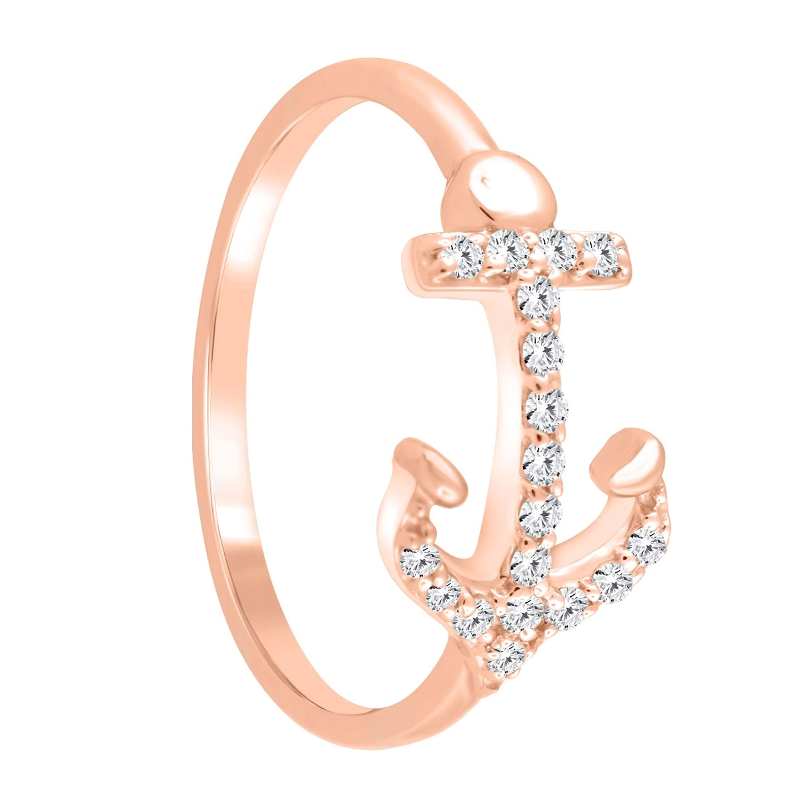 0.20 Carat Diamond Arrow Shape Ring in 10K Solid Rose, White & Yellow Gold - Elegant Valentine's Day Gift for Her, Anniversary Present, Bridal Jewelry, Promise Ring for Couples