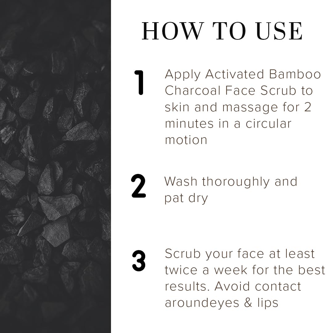 Khadi Natural Activated Bamboo Charcoal Face Scrub - Exfoliating & Deep Cleansing for Acne, Blackheads & Oily Skin | Organic Botanicals | Perfect for Daily Skincare Routine & Spa Days