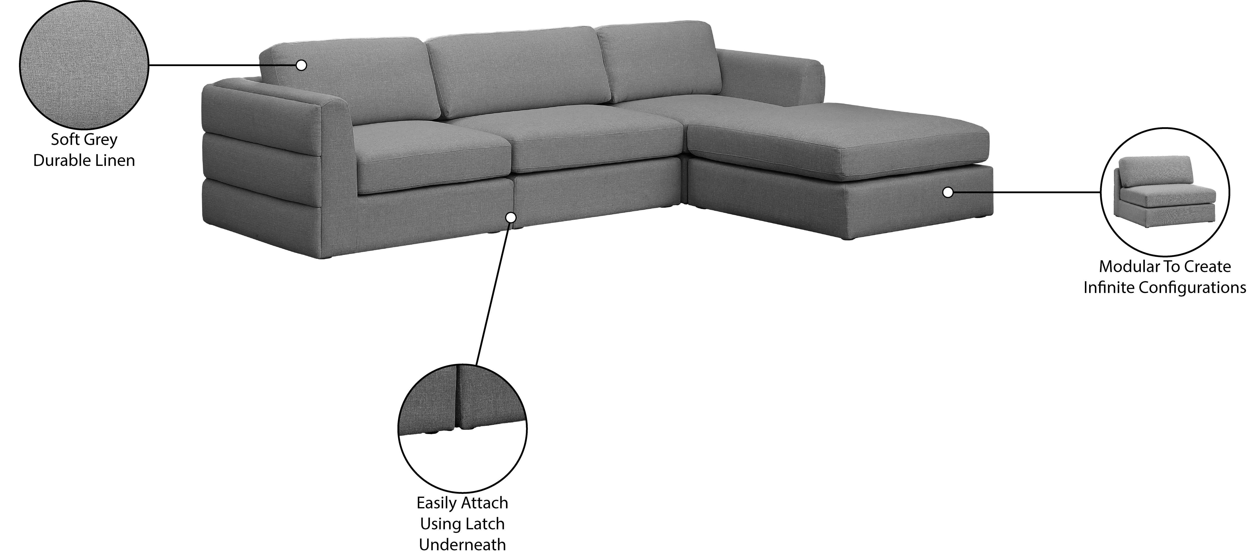 Beckham Durable Linen Textured Fabric Modular Sectional Sofa - Comfortable Modern Living Room Furniture for Home & Office Use