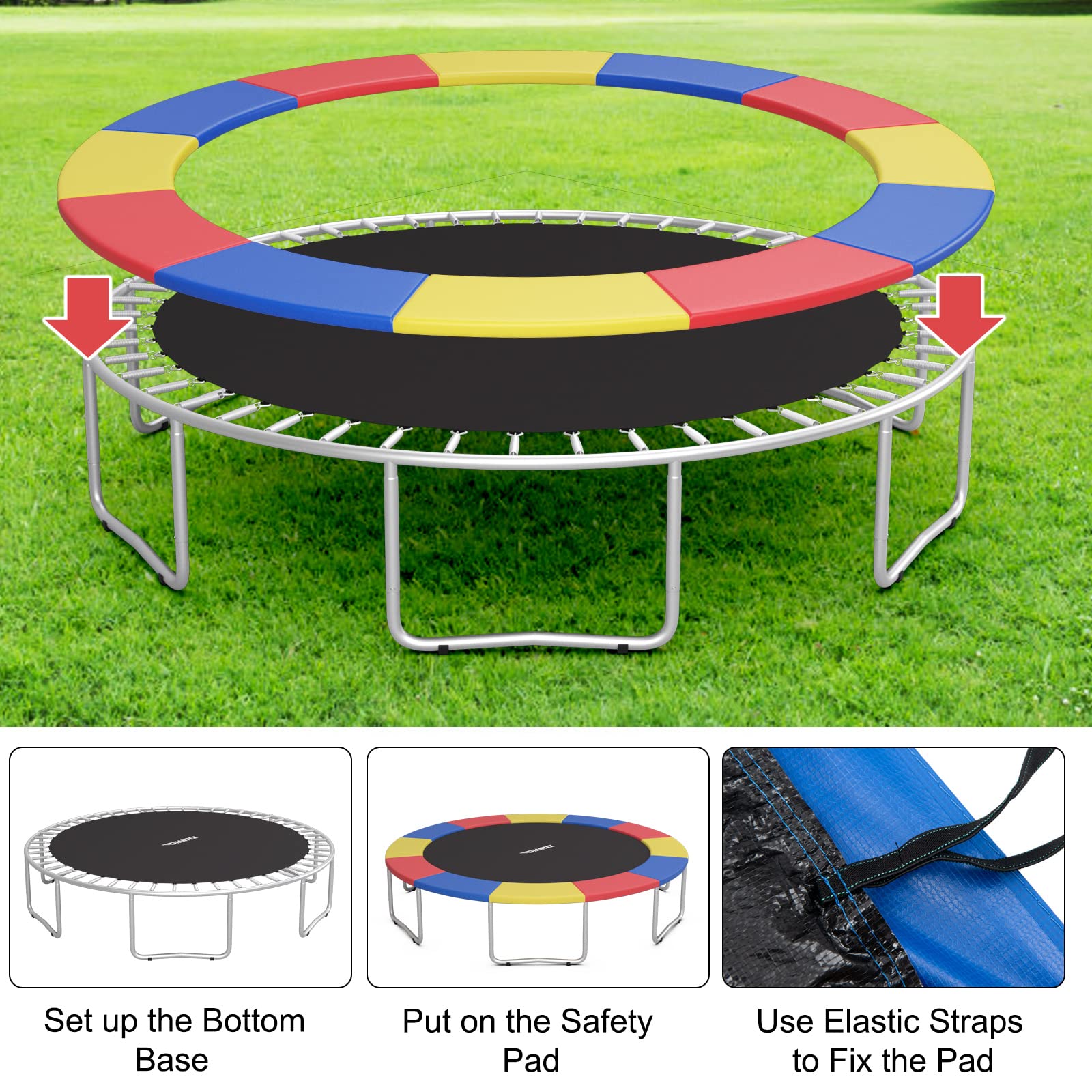 **Giantex 8Ft 10Ft 12Ft 14Ft 15Ft 16Ft Trampoline Pad – Heavy-Duty Tear-Resistant Edge Cover for Spring Protection, All-Weather Replacement Safety Pad – Ideal for Backyard, Park, and Gym Use**