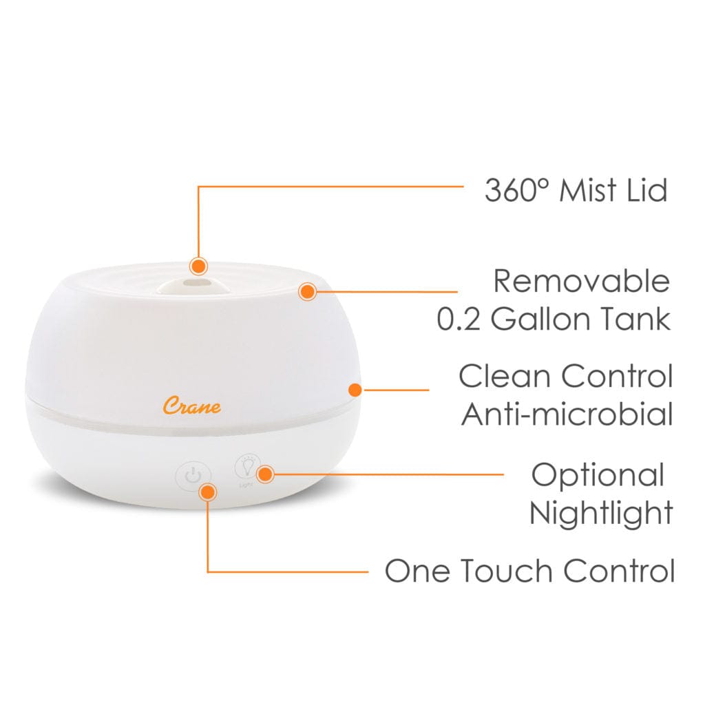 0.2 Gal 2-in-1 Ultrasonic Cool Mist Humidifier & Essential Oil Diffuser for Small Rooms - Compact Air Moisturizer with Aromatherapy Function for Bedroom, Office, Nursery | White
