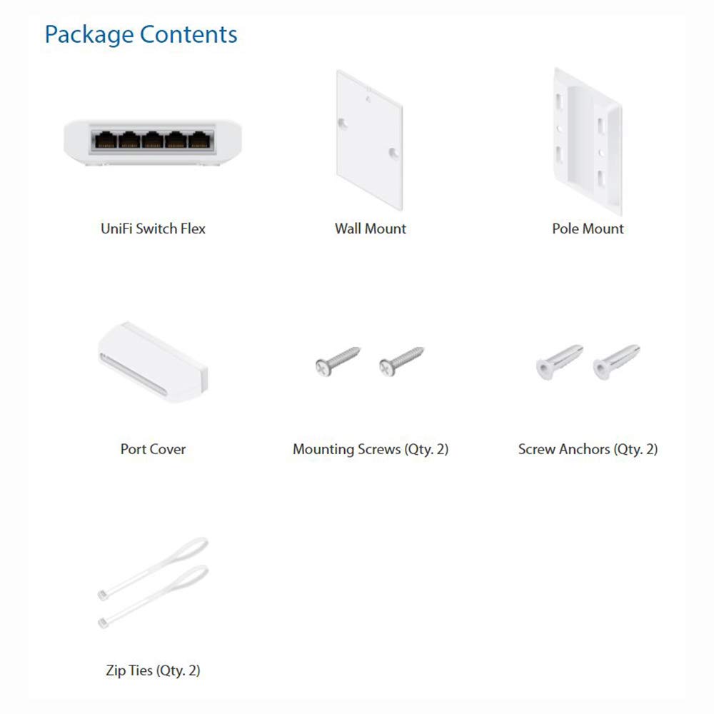 UniFi Switch Flex USW-Flex 5-Port Gigabit PoE Switch | Layer 2 Network Switch | IP54 Rated Wall Mount | White Plastic Design | Ideal for Home Office & Small Business Networking