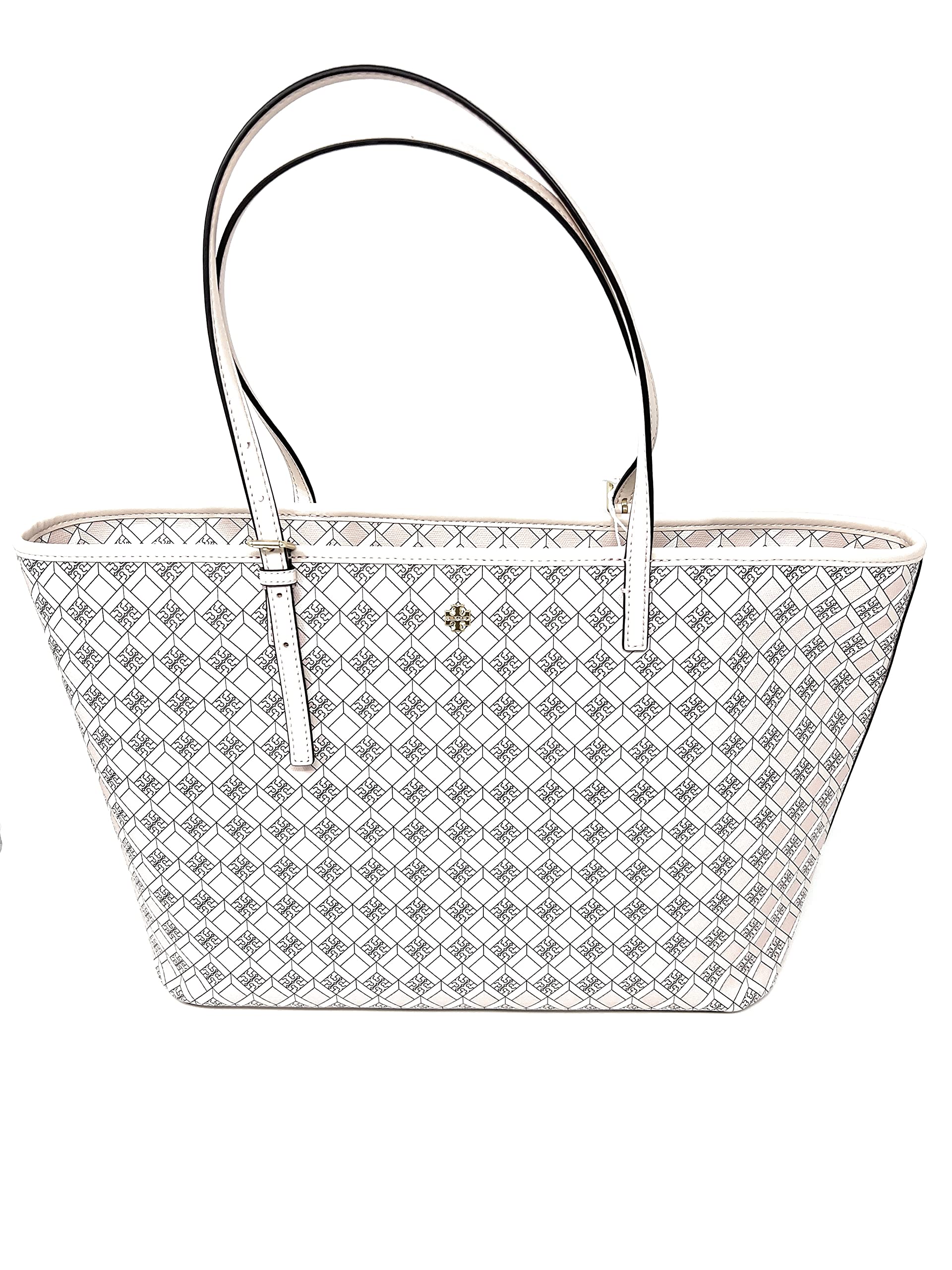 Tory Burch Geo Logo Top Zip Tote Bag - Stylish Women's Leather Handbag for Work, Travel & Everyday Use | Perfect Office Tote, Commuter Bag & Weekend Accessory