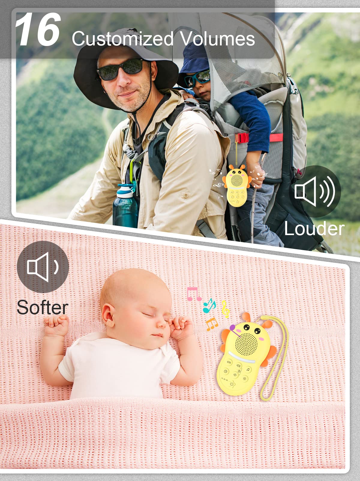 Portable White Noise Machine for Babies & Kids - Rechargeable Baby Sound Machine with Night Light, Sleep Soother & Lullabies | Perfect for Nursery, Travel & Baby Shower Gifts