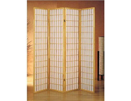 4 Panel Natural Bamboo Room Divider - Handmade Shoji Screen for Home, Office & Meditation Spaces - Privacy Partition & Decorative Asian Style Folding Screen