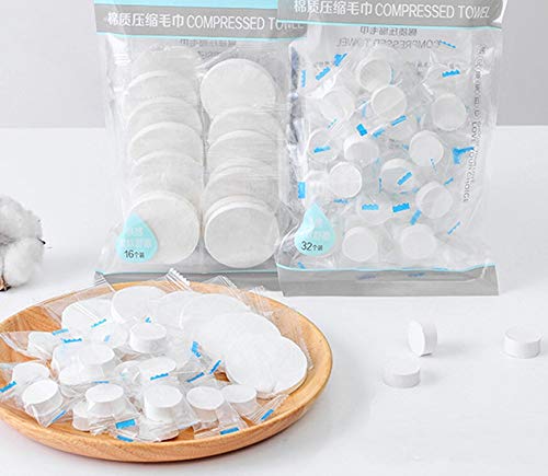 Soft Compressed Disposable Facial Towels - Travel Makeup Remover Wipes & Skin Cleansing Pads | Portable Washcloth for Face Cleansing, Camping & Gym (White, Large Size)