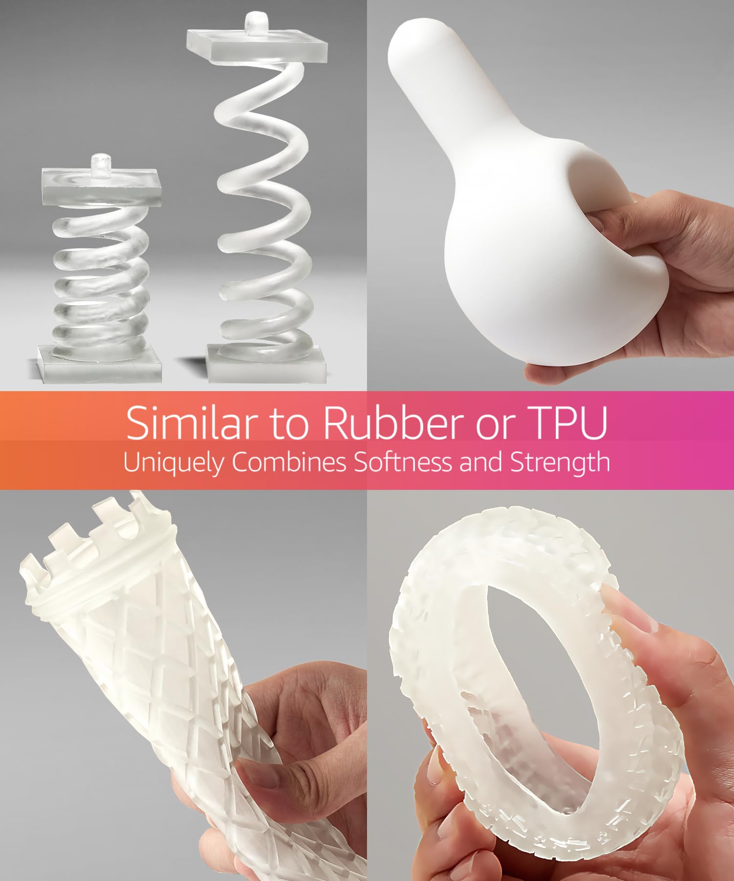 SuperFlex 80A Flexible 3D Printer Resin - 5000g Clear Rubber-Like Filament | High Elasticity Photopolymer Resin for Cosplay, Prosthetics & Functional Prototypes | Premium Korean-Made 3D Printing Material by 3DMaterials