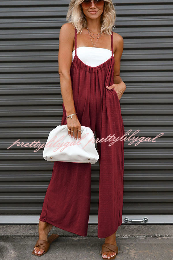 Unstoppable Feeling Women's Pocketed Tie-Waist Wide Leg Denim Overalls - Casual Chic Jumpsuit for Streetwear, Music Festivals & Everyday Wear
