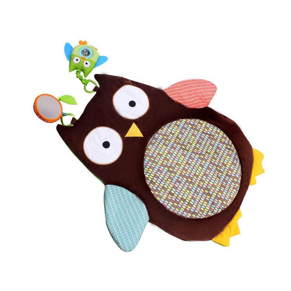 Soft Cartoon Owl Baby Play Mat with Safety Mirror & Hanging Toys - Non-Toxic Tummy Time Crawling Mat for Newborns & Infants - Perfect for Nursery Floor Play, Sensory Development & Early Learning Activities