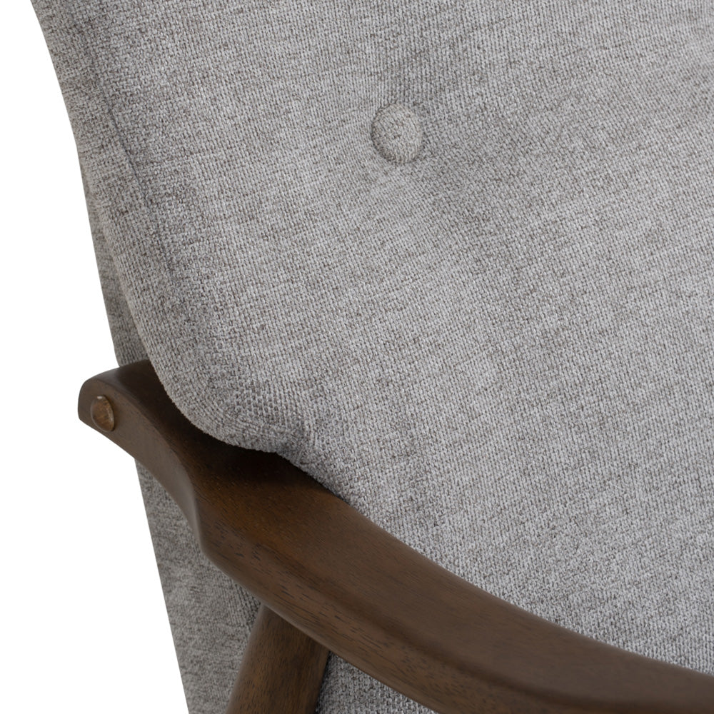FIGARO Mid-Century Modern Lounge Chair - Walnut Wood Frame & Grey Upholstery - Perfect for Living Room, Office, or Reading Nook