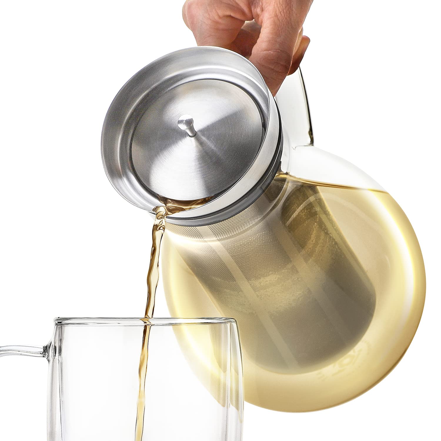 Teabloom Multi-Brew Glass Teapot with Kettle & Pitcher - 51 oz (1.5L) 6-Cup Capacity for Hot Tea, Iced Tea, Cold Brew & Fruit Infused Water - Perfect for Home, Office & Tea Parties - Premium Formosa Tea Maker Set