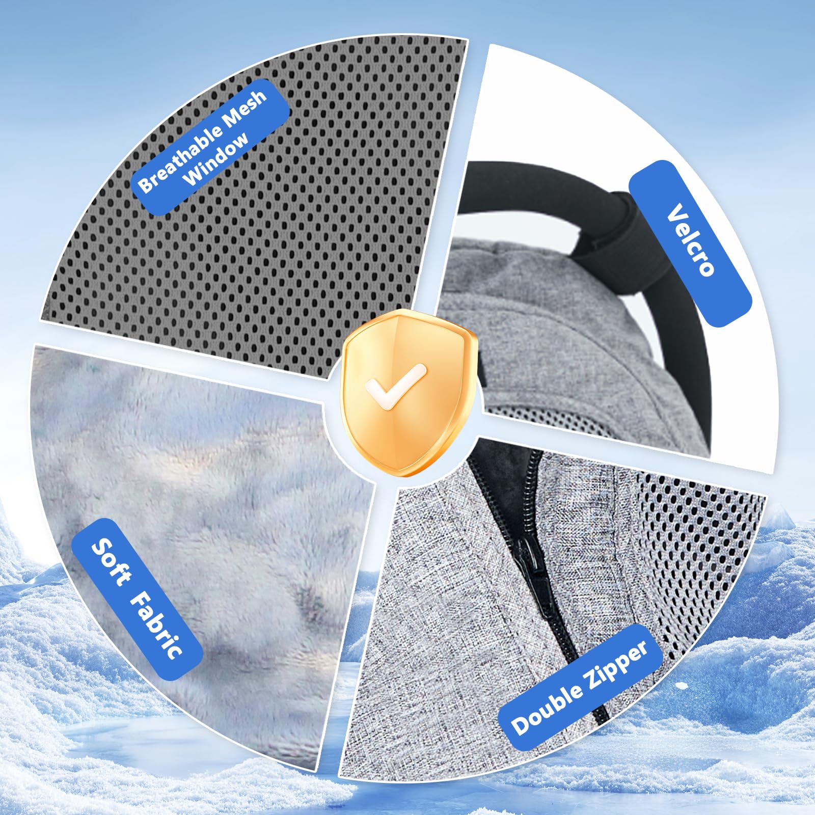 Fairy Baby Winter Car Seat Cover with Mesh Window - Warm & Cozy Infant Car Seat Protector, Waterproof Baby Car Seat Cover for Travel (Grey) - Perfect for Cold Weather & Road Trips