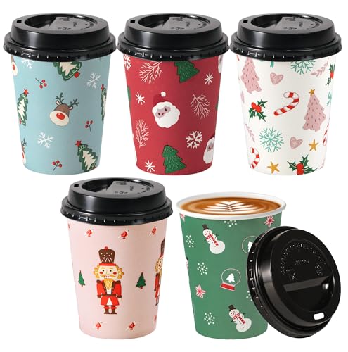 Christmas Cups with Black Lids