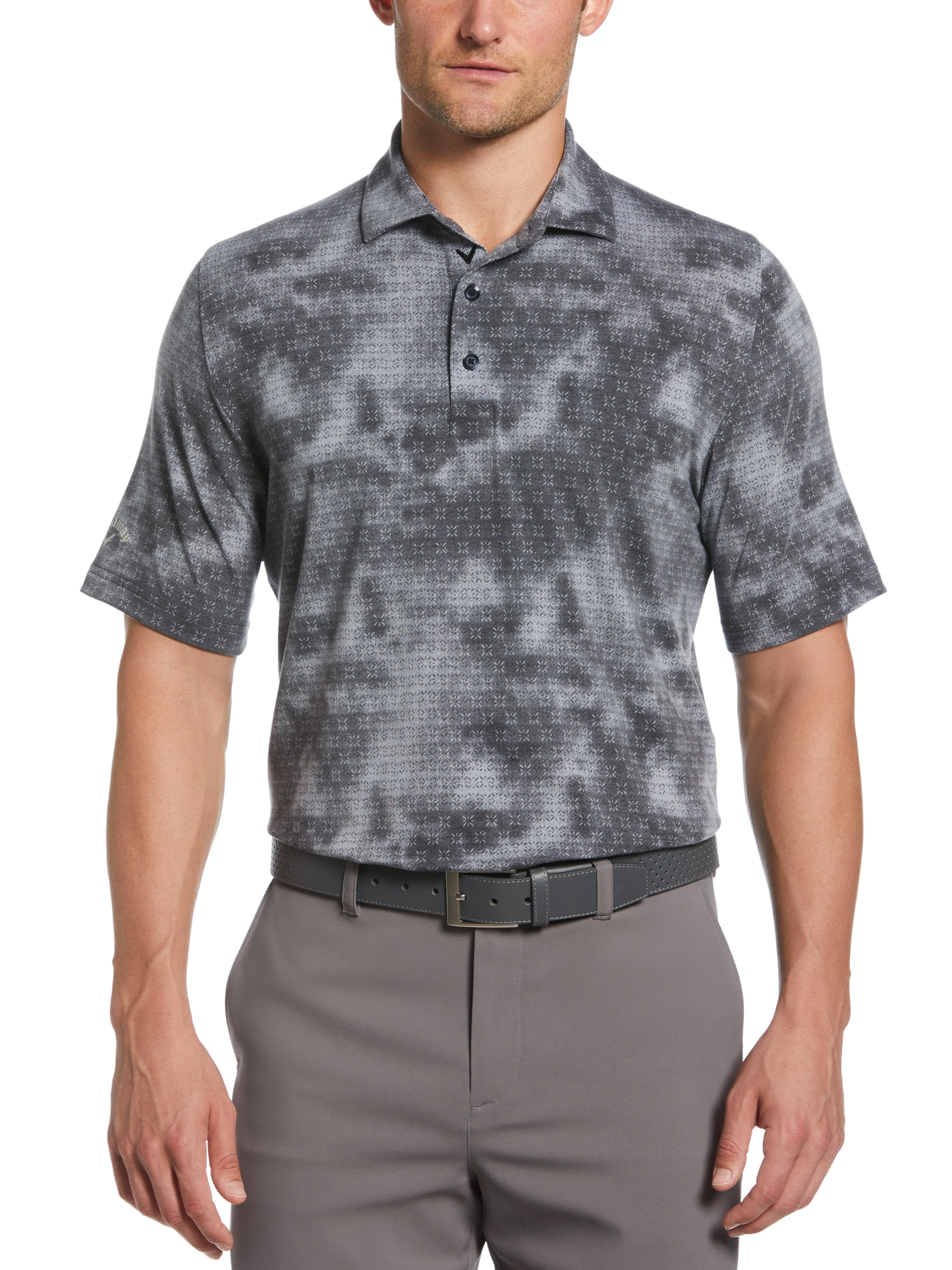 Men's Tie Dye Foulard Print Golf Polo Shirt - Breathable Moisture-Wicking Performance Fabric for Golf, Casual Wear & Outdoor Activities