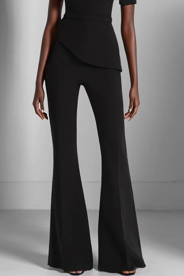 Stylish Solid Color Asymmetrical One-Shoulder Slim Waist Wide Leg Jumpsuit for Women | Perfect for Casual Outings, Parties & Summer Vacations