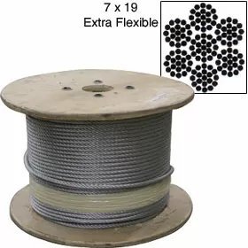 7x19 Galvanized Steel Cable Roll - 5000 ft Heavy Duty Wire Rope for Construction, Fencing & Marine Applications