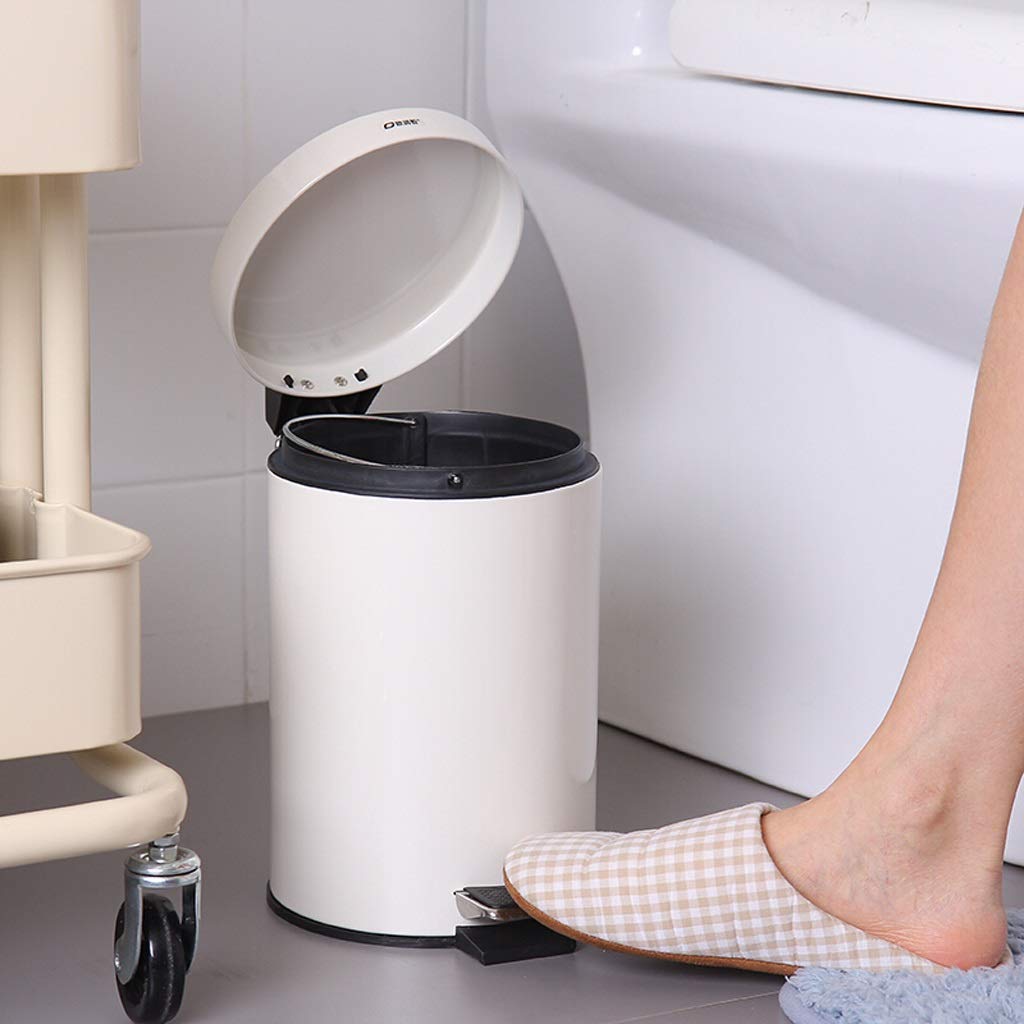 Small Trash Can 3L/0.8 Gallon - Mini Bathroom Step Trash Bin for Home, Kitchen, Office, Dorm & Kids Room - Compact Waste Basket for Tight Spaces (Off-White) | Perfect for Bathroom Counter, Under Desk & Small Areas