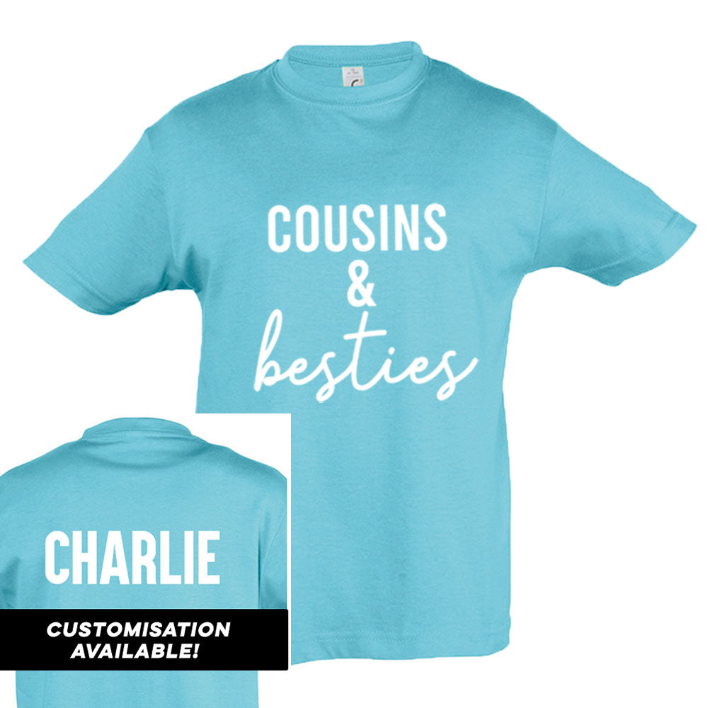 Cousins & Besties Matching Atoll Blue T-Shirts (MRK X) - Perfect for Family Reunions, Friendship Celebrations & Matching Outfits