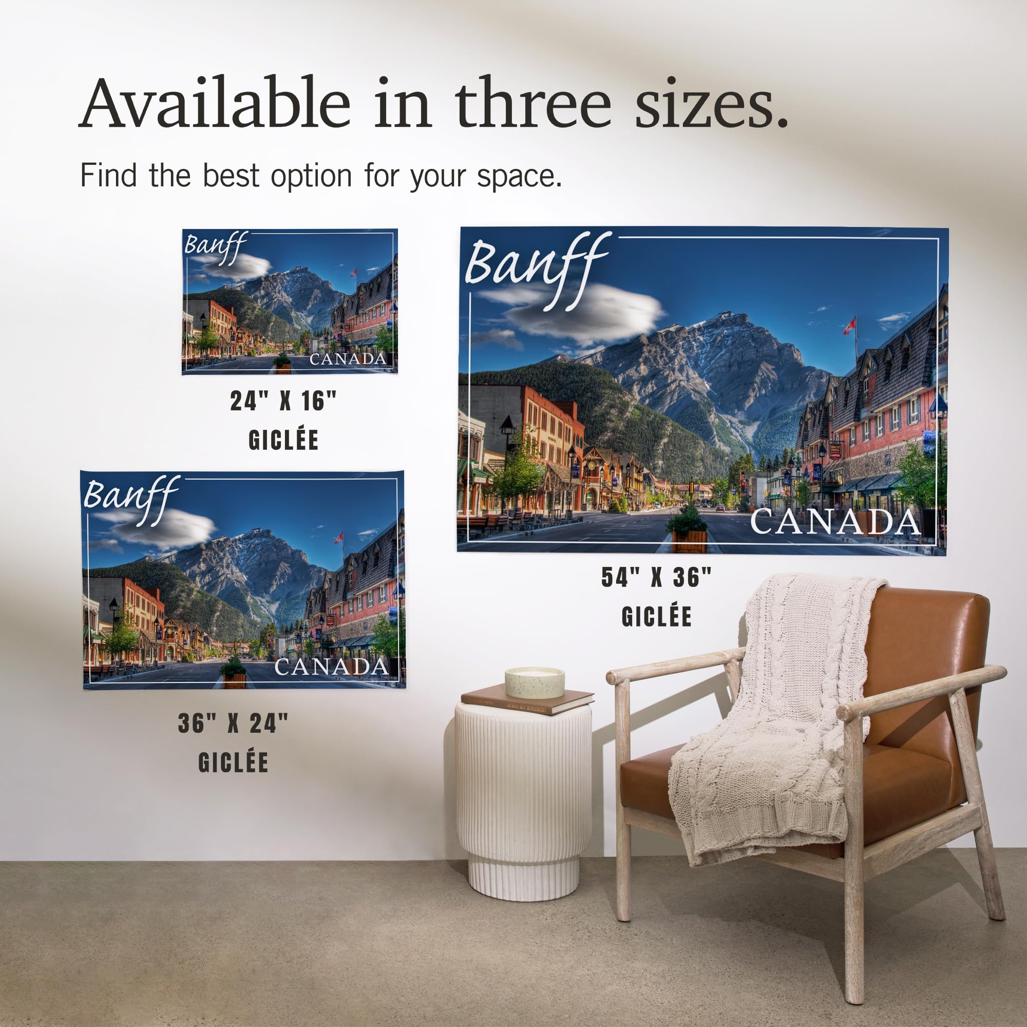 Lantern Press 24x36 Inch Giclee Art Print - Banff Canada Downtown Landscape Wall Decor - Perfect for Living Room, Bedroom & Office Decor
