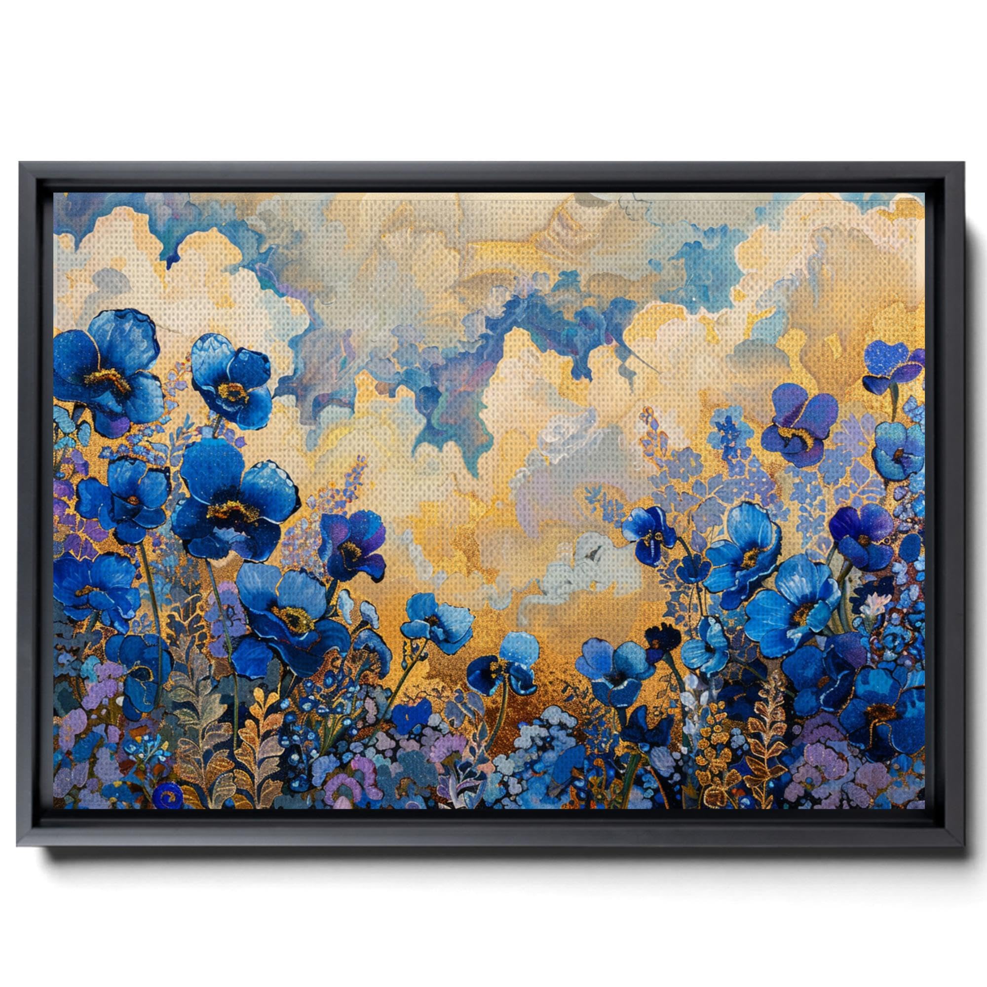 Abstract Purple Orchid Flower Canvas Art - Floral Wall Decor with Mountain Sunset Glow - Premium Canvas Prints for Living Room, Bedroom & Office Decoration