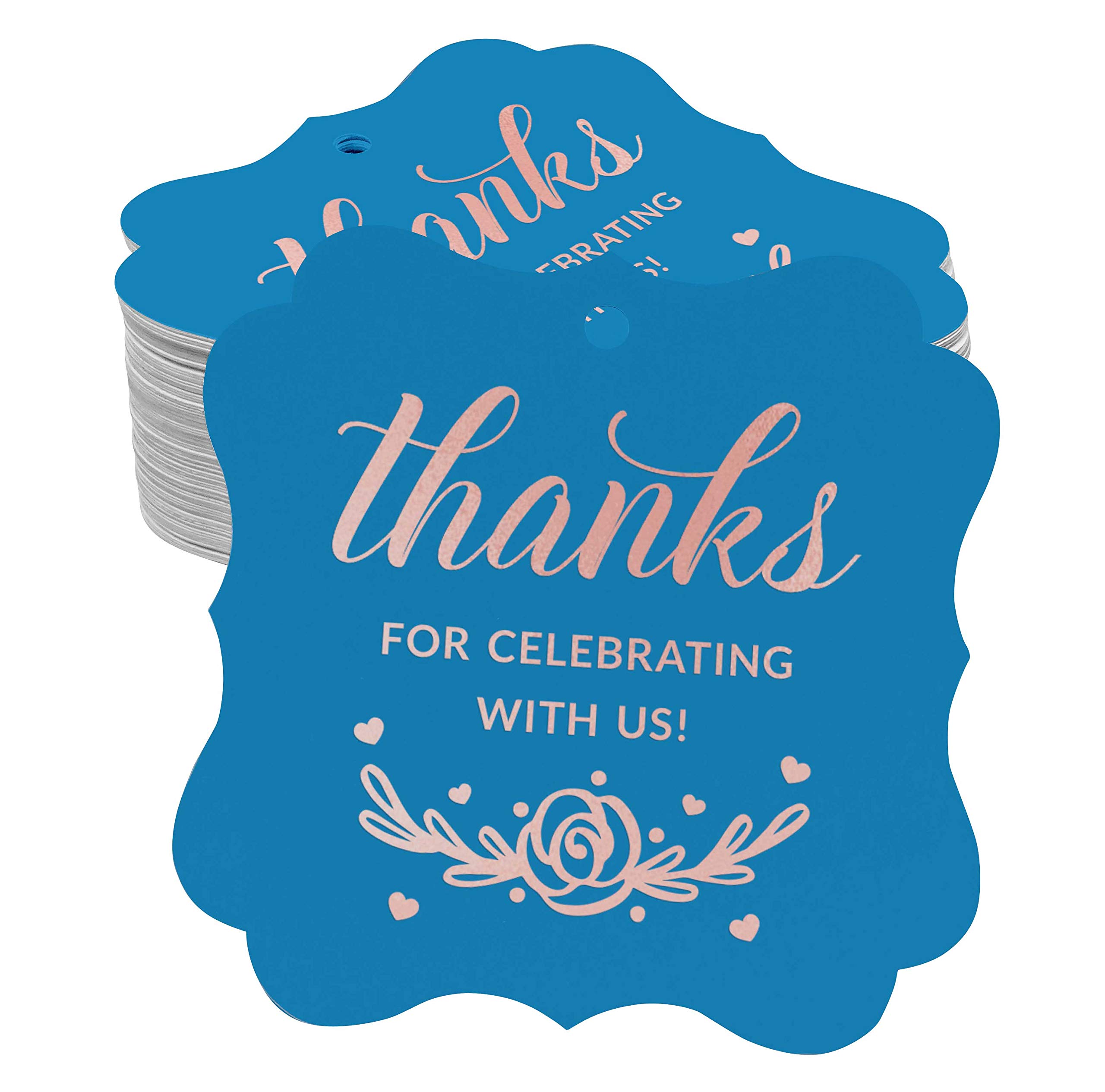 Elegant Rose Gold Foil Hang Tags for Bridal Showers, Baby Showers, Weddings & Birthdays - 50 Pack | Perfect for Party Favors, Gift Wrapping & Event Decorations