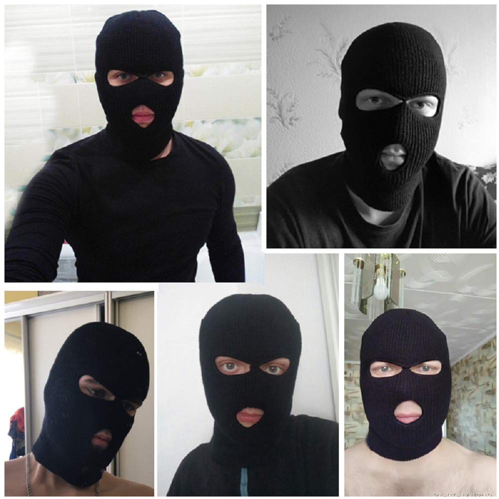 3 Hole Knitted Full Face Cover Mask - Winter Balaclava for Skiing & Snow Sports - Warm Neck Warmer & Beanie Hat for Outdoor Activities (Hiking, Running, Cycling)