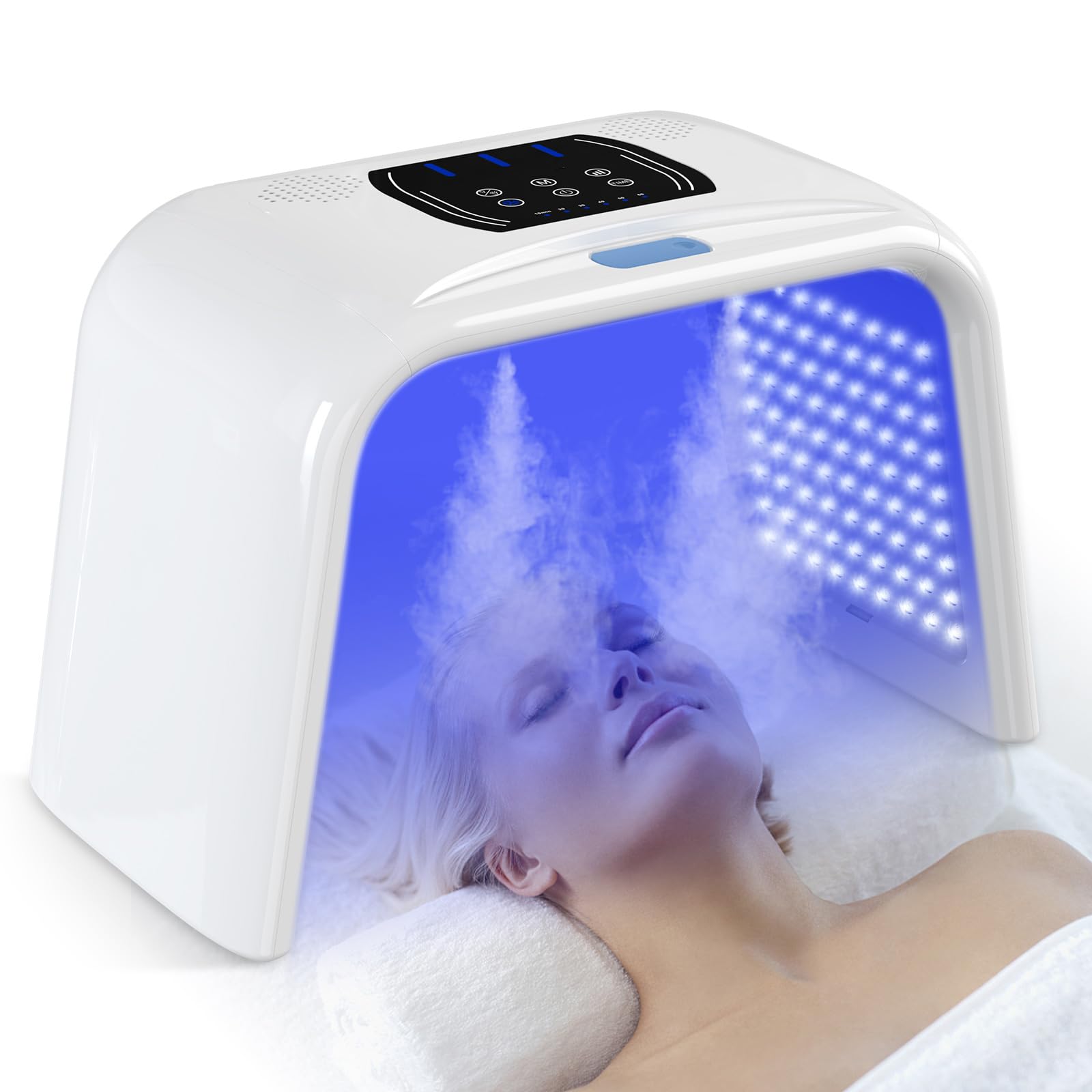 Holsn 7-Color LED Red Light Therapy Face Mask for Skin Rejuvenation - Adjustable Brightness & Timer, Home Spa & Salon Use, Anti-Aging & Acne Treatment Facial Device with Spray Function