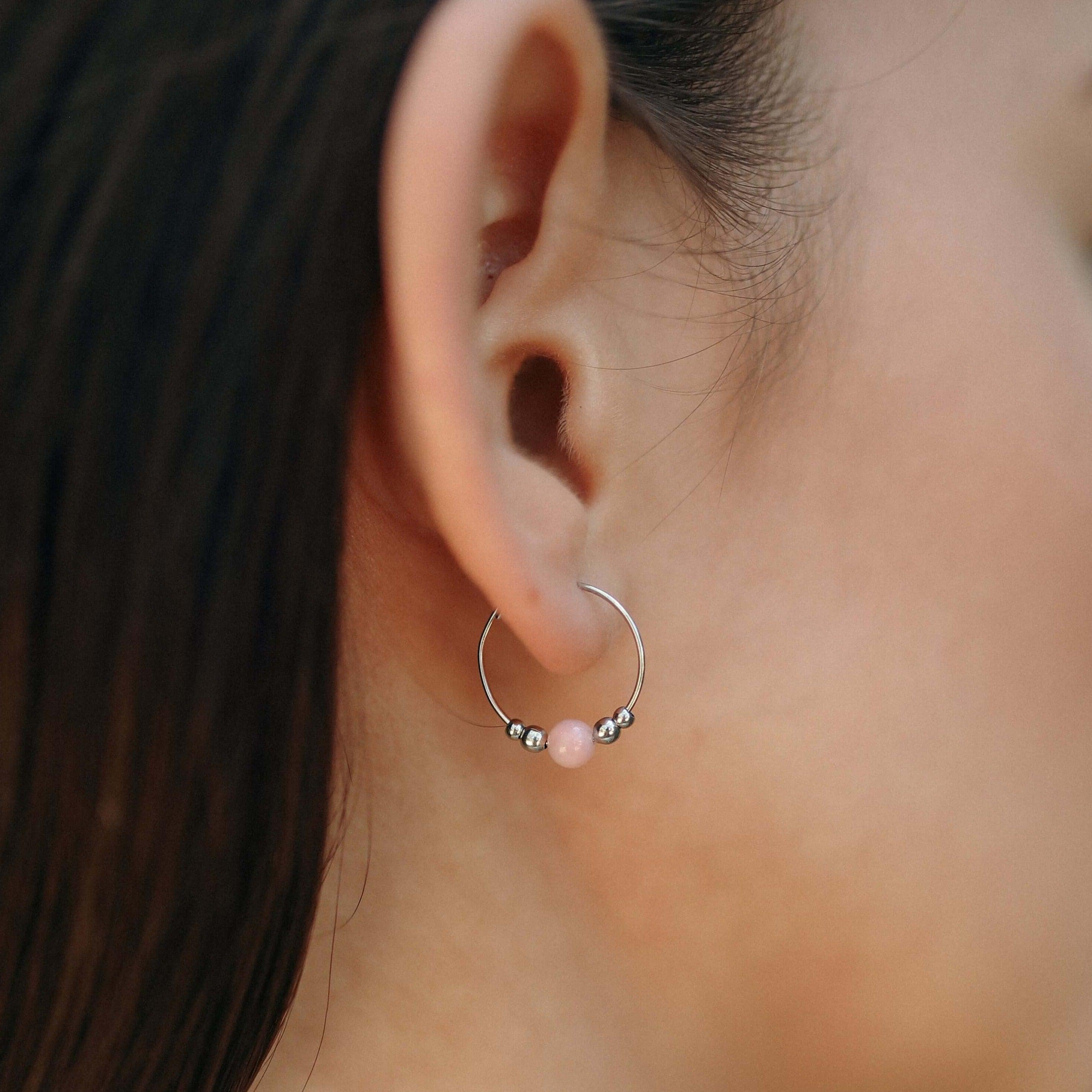 Tiny Pink Peruvian Opal Bead Hoop Earrings - Dainty Handmade Jewelry for Women | Perfect for Everyday Wear, Gifts & Boho Fashion