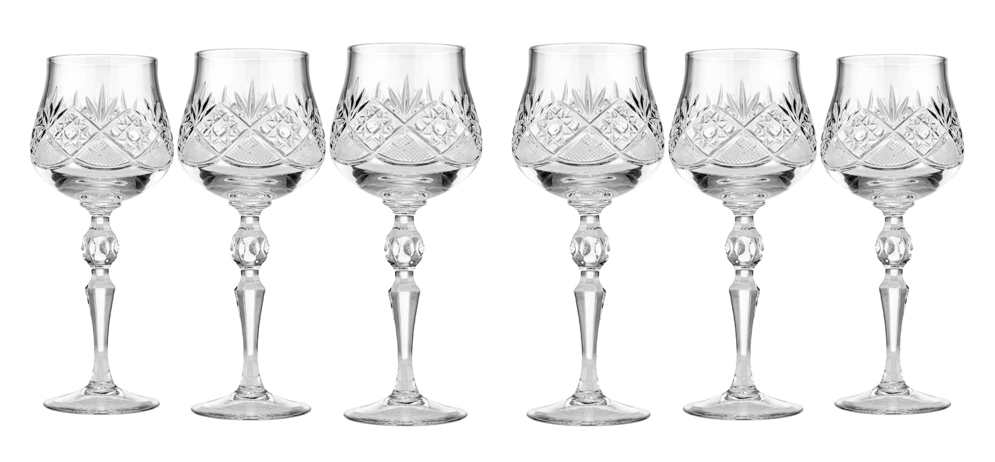 Premium 8 Oz Handmade Crystal Wine Glasses - Long Stem Clear Red & White Wine Goblets, Elegant Wedding Gift Set of 6 - Perfect for Dinner Parties, Anniversary Celebrations & Romantic Date Nights