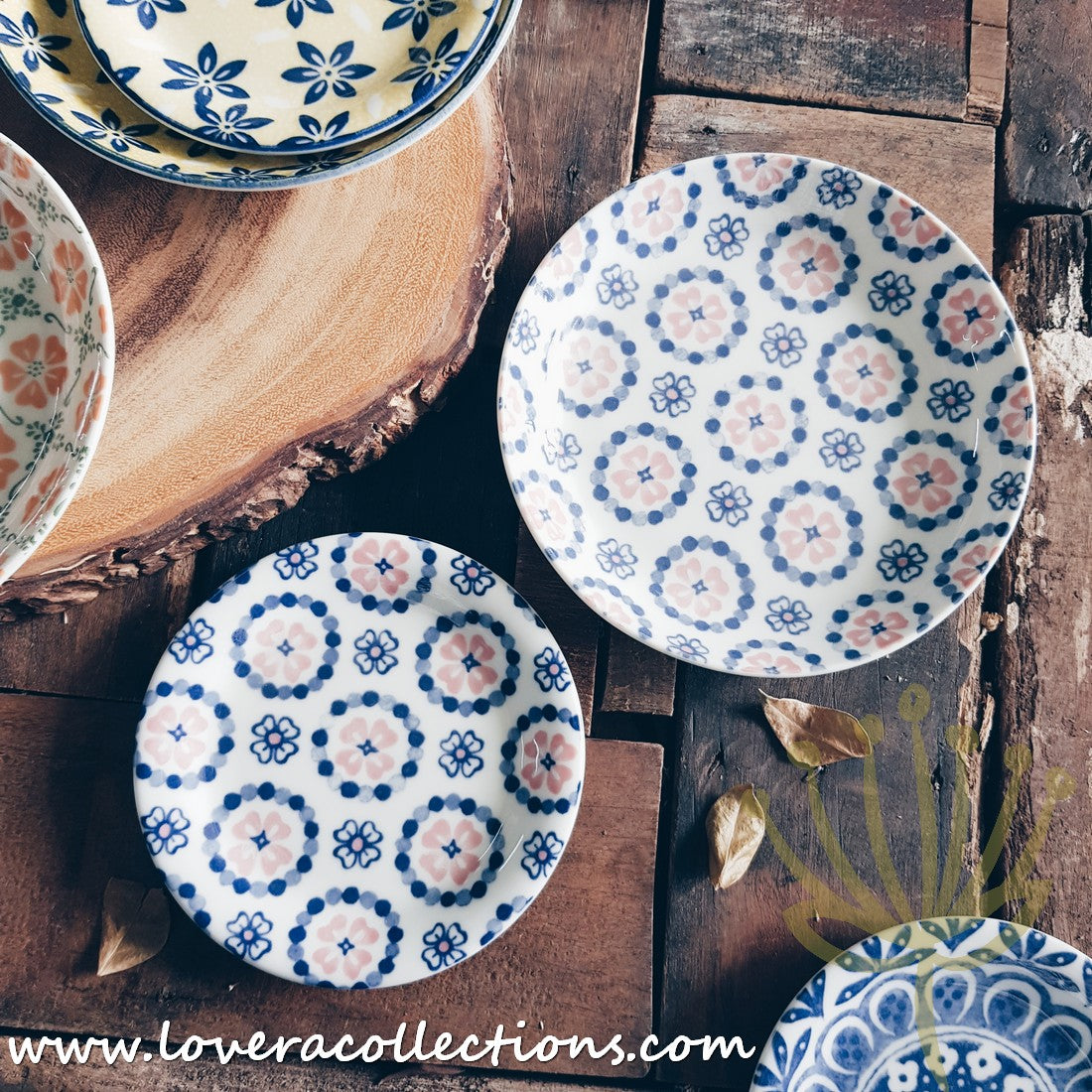 **50% Off + Buy 1 Get 1 Free - Awasaka Japan Floral Print Condiment Dishes & Dessert Plates Set - Perfect for Sushi, Salads, and Party Serving**