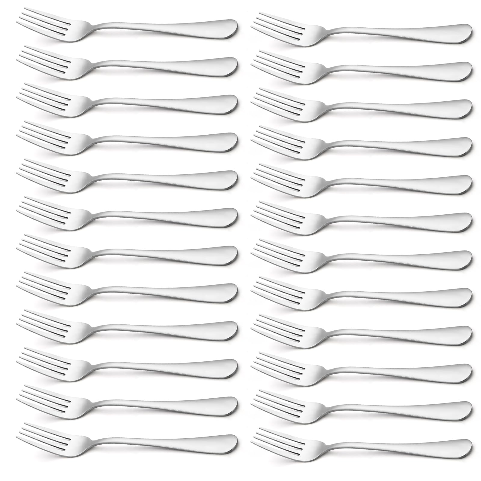 Premium 8-inch Stainless Steel Dinner Forks - Set of 24, Food Grade 18/10 Mirror Polished Silverware for Home, Kitchen, Party & Restaurant Use - Dishwasher Safe - Perfect for Formal Dining, Catering & Everyday Meals