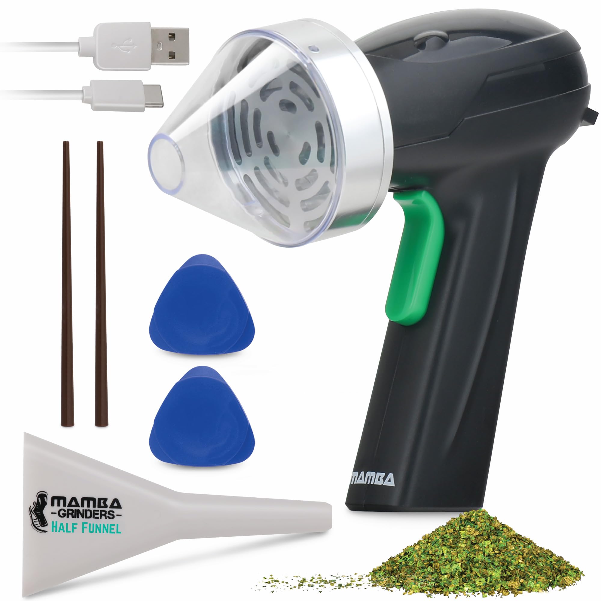Premium Mamba Monster 3.5g Silver USB Rechargeable Electric Herb Grinder - Large Capacity Portable Metal Spice Mill for Kitchen, Travel & Camping - Perfect for Grinding Herbs, Spices & Coffee Beans