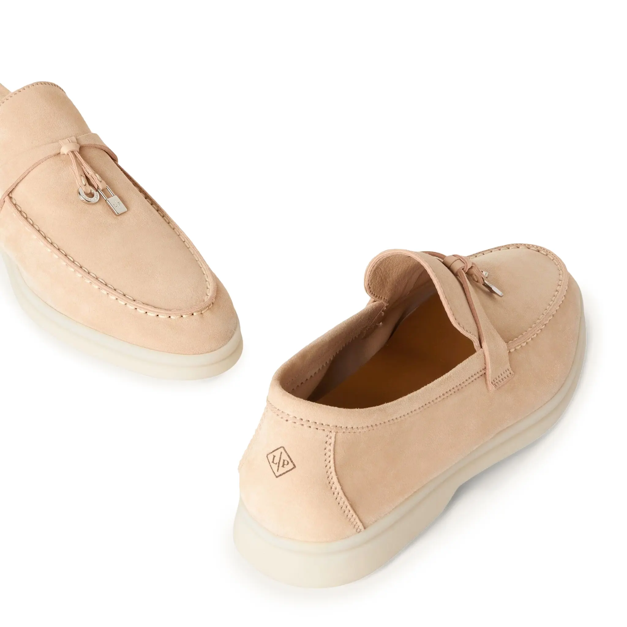 Loro Piana Women's Pink Sand Suede Goatskin Loafers - Comfortable Summer Walking Shoes for Casual Outings & Beach Vacations