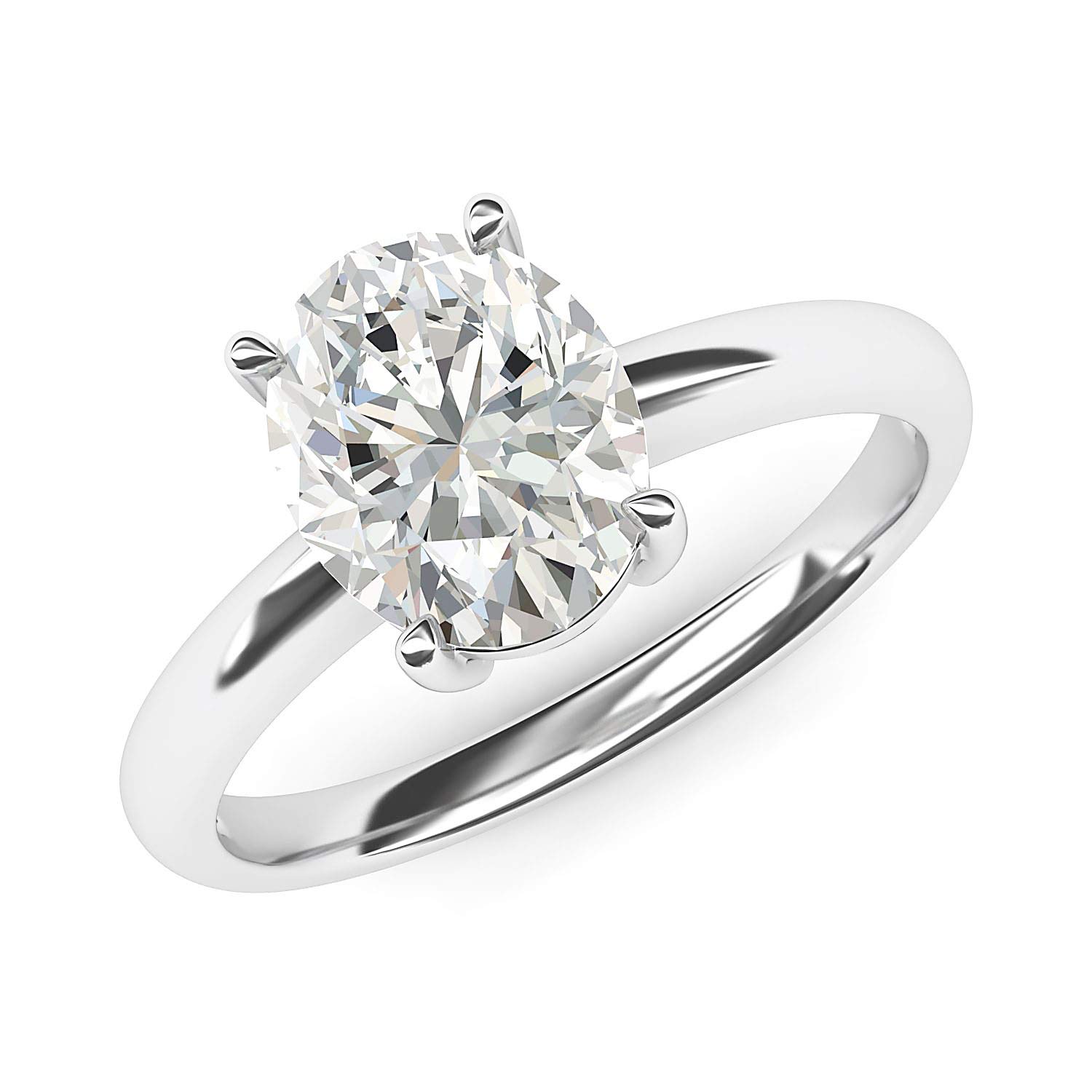 10K White Gold 8x10mm Oval-Cut Simulated Diamond Engagement Ring - Domed Wedding Band, Promise Ring for Women - Perfect for Proposals, Anniversaries & Bridal Jewelry Gifts