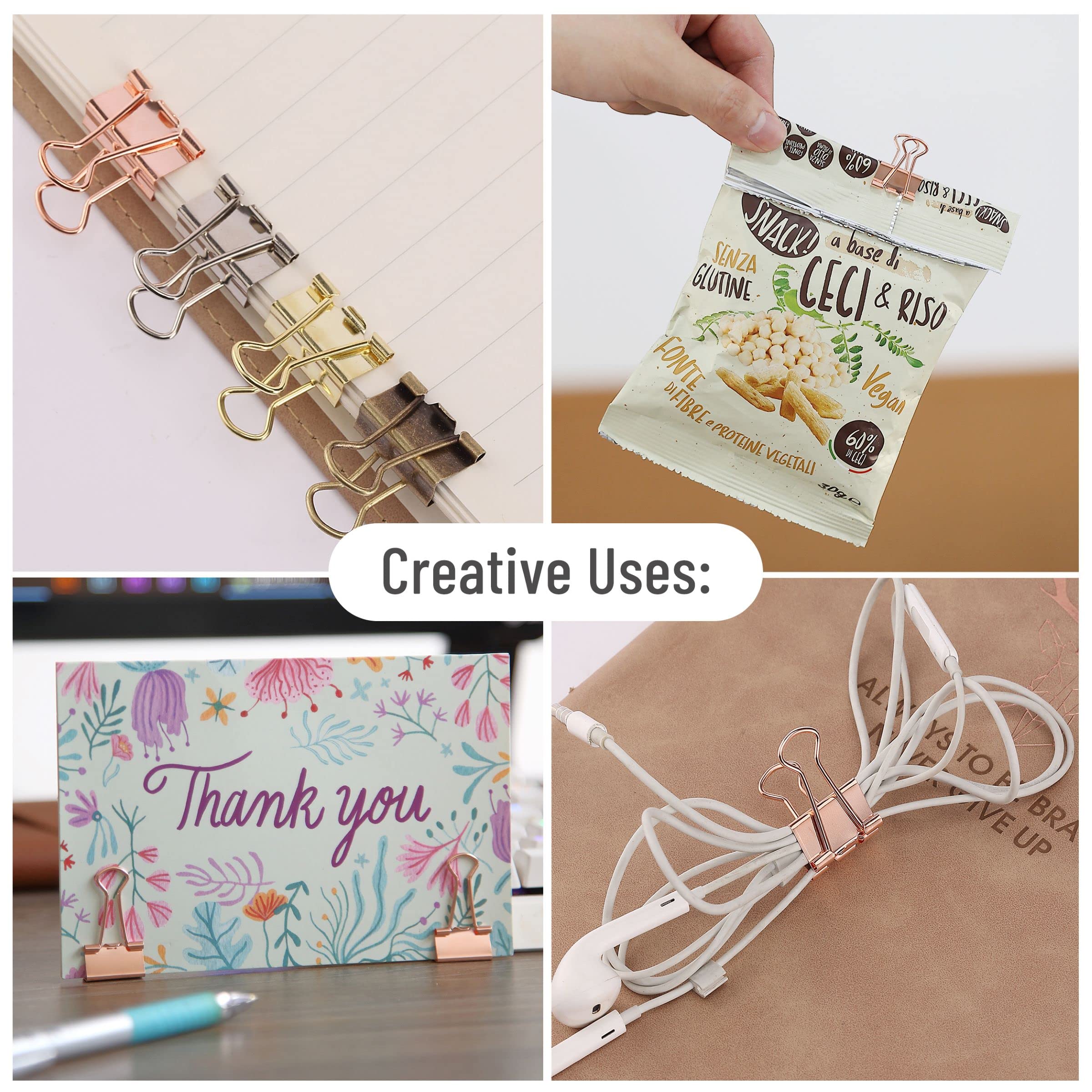 Mr. Pen- 50 Pack Rose Gold Small Binder Clips (0.75 Inch) - Mini Office Paper Clips for Organizing Documents, School Supplies, Craft Projects & Bulletin Boards